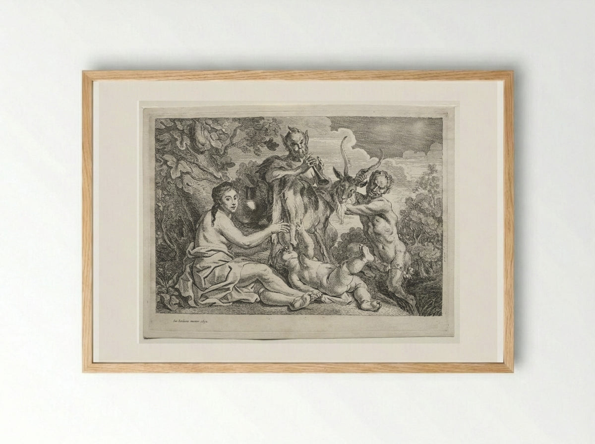 Jupiter Nourished by the Goat Amalthea - Jacob Jordaens - Framed Print Wood