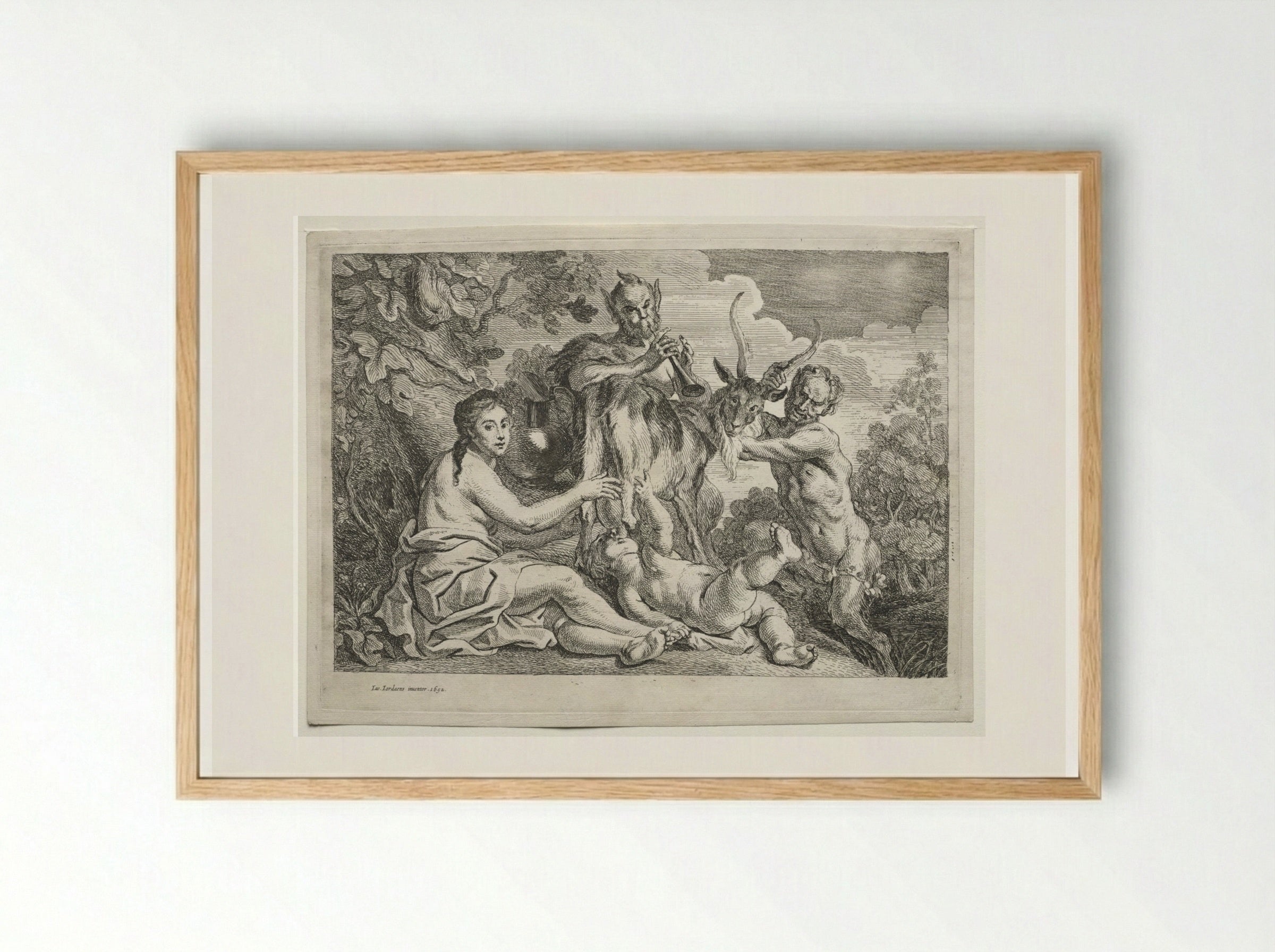 Jupiter Nourished by the Goat Amalthea - Jacob Jordaens - Framed Print Wood