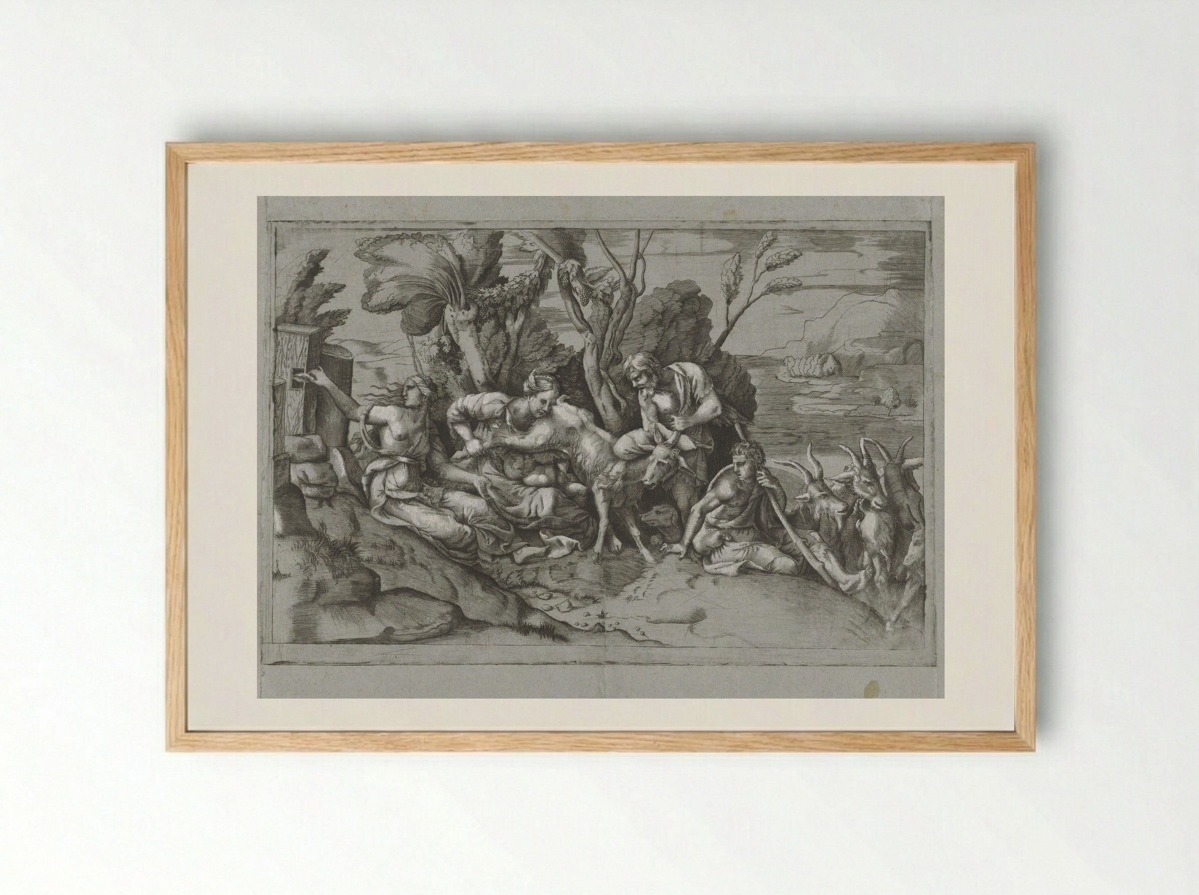 Jupiter Nursed by the Goat Amalthea - Giulio Bonasone - Framed Print Wood