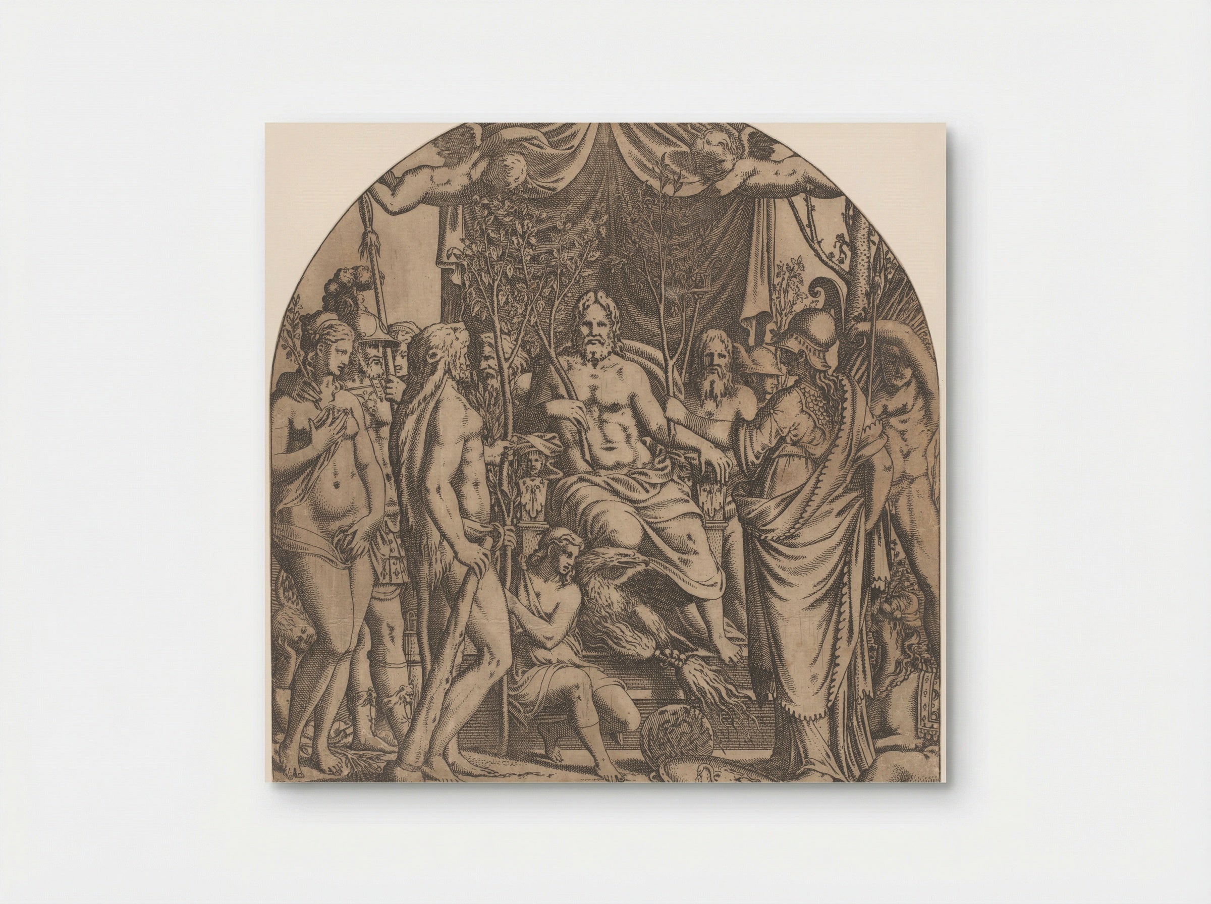 Jupiter Surrounded by Gods with Branches of Sacred Trees - Léon Davent - Poster