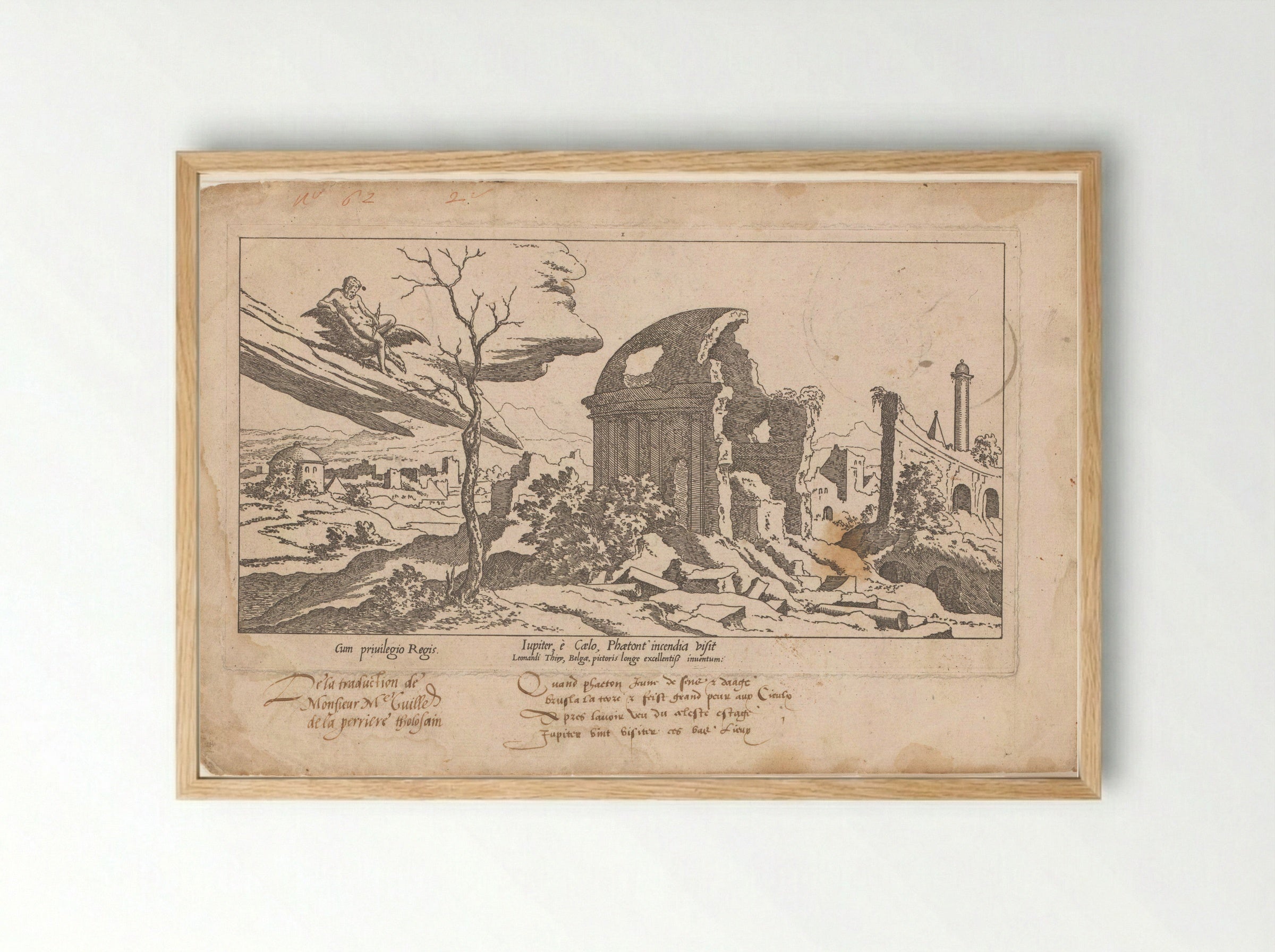 Jupiter Surveys the Damage Caused by Phaeton's Fall - Léon Davent - Framed Print Wood