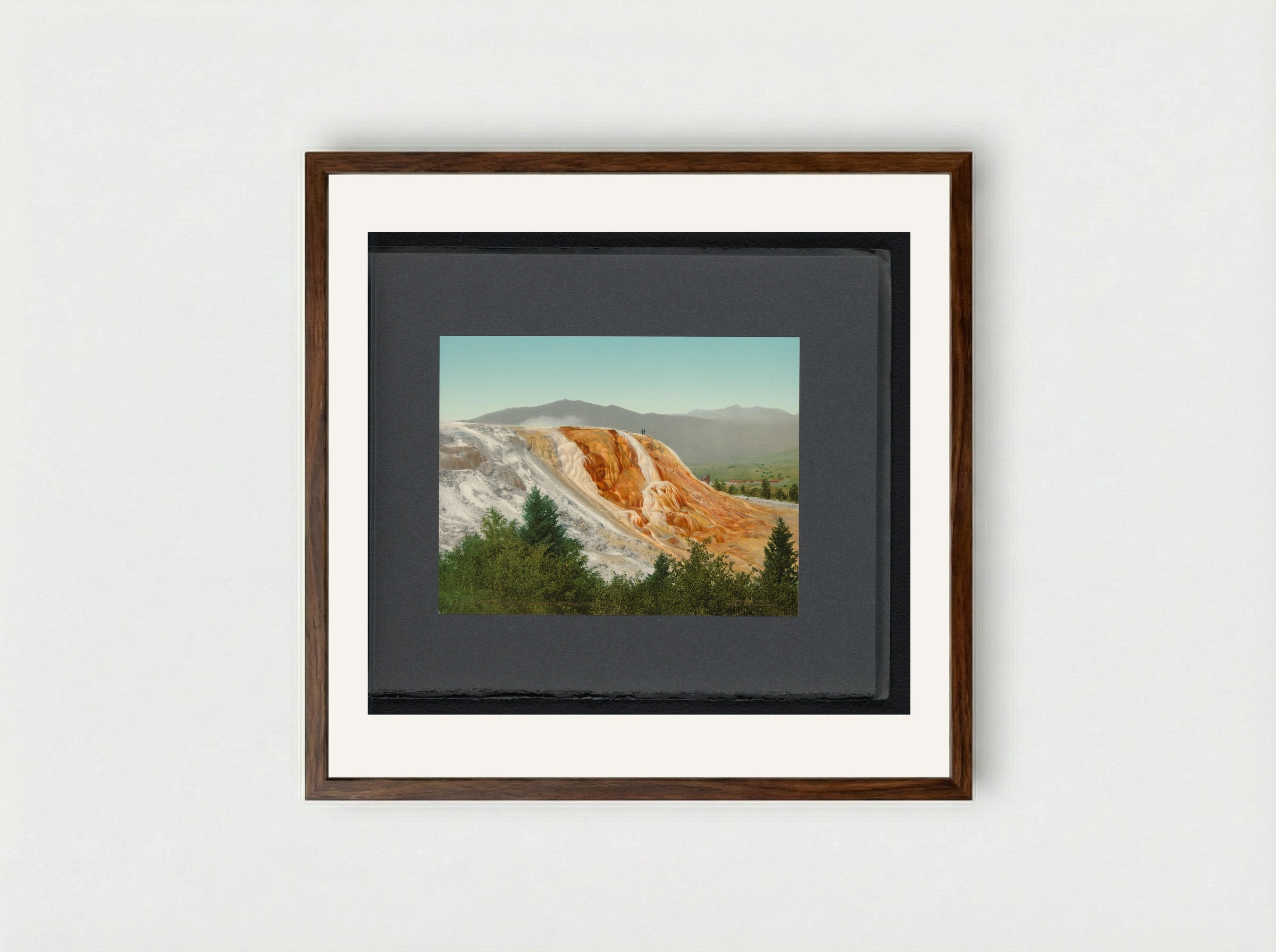Jupiter Terrace, Yellowstone National Park - William Henry Jackson - Framed Print Dark Wood