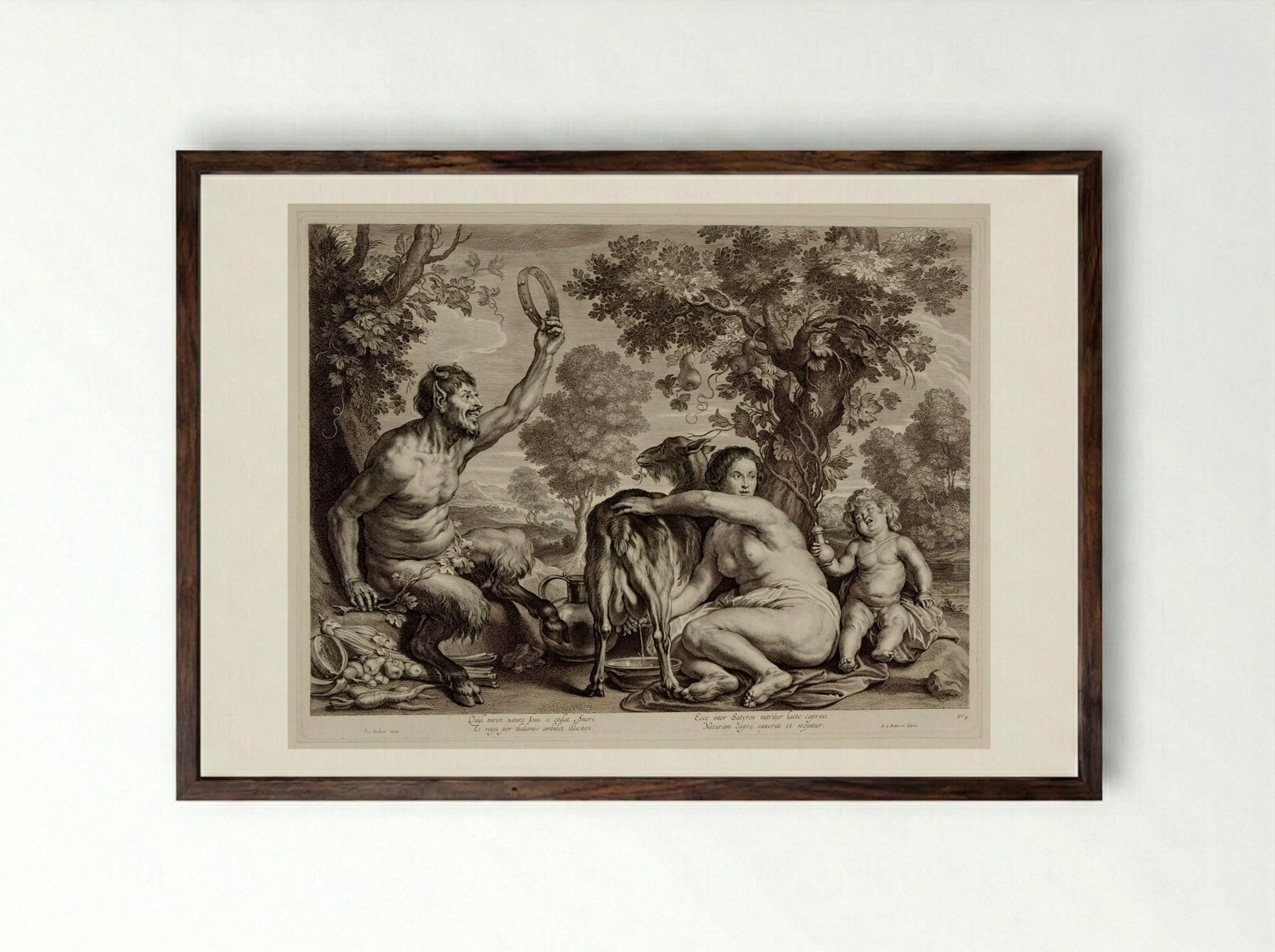 Jupiter and Amaltheia - Schelte Adamsz. Bolswert - Framed Print Dark Wood