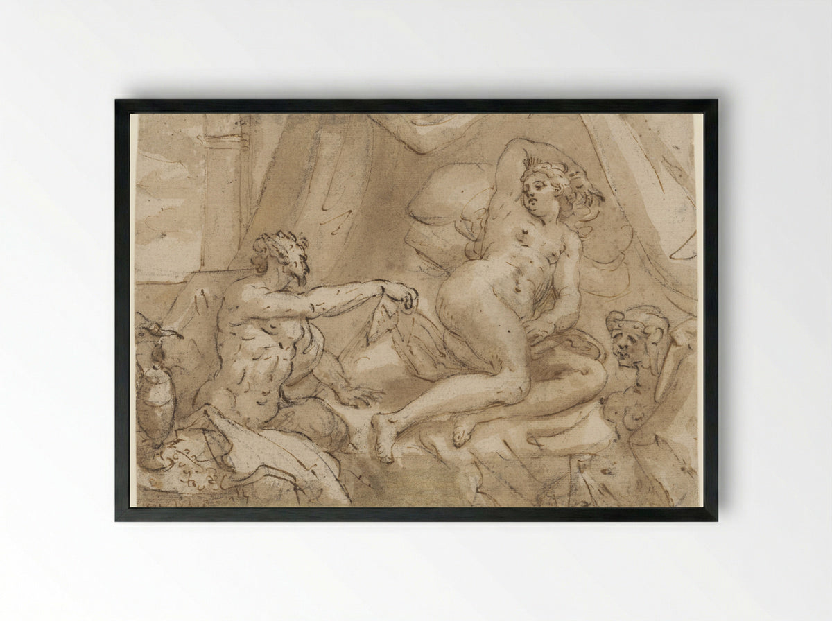 Jupiter and Antiope - Pieter Isaacsz. - Framed Print Black