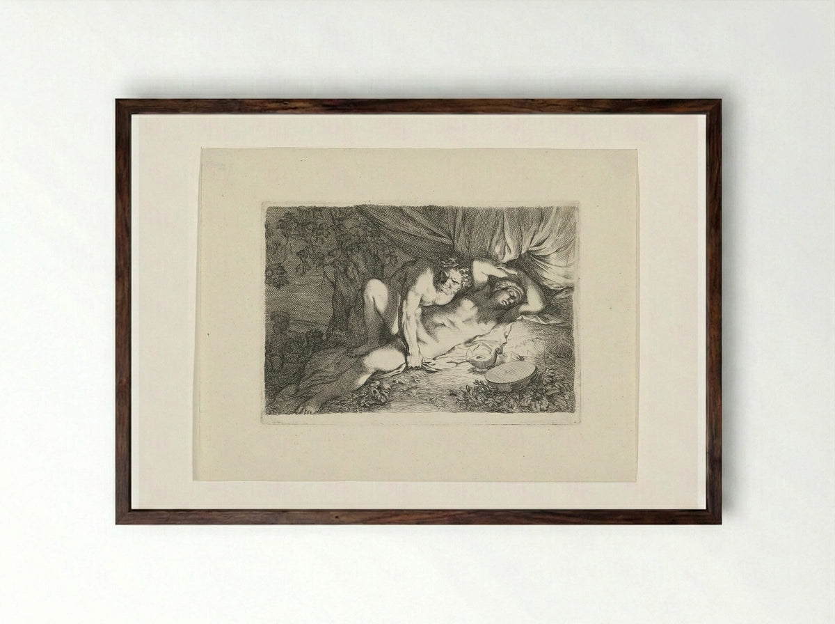 Jupiter and Antiope - Gerard de Lairesse - Framed Print Dark Wood