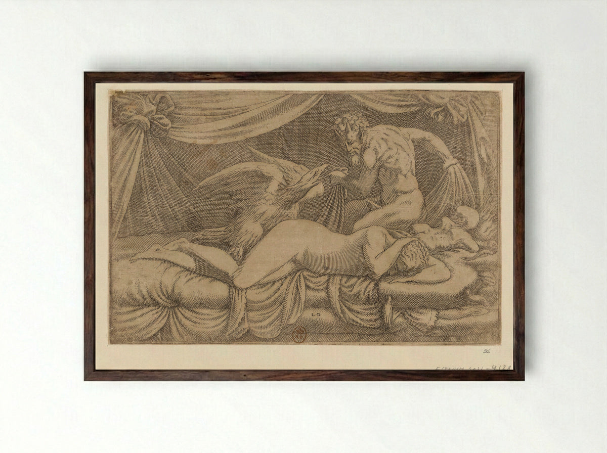 Jupiter and Antiope - Léon Davent - Framed Print Dark Wood