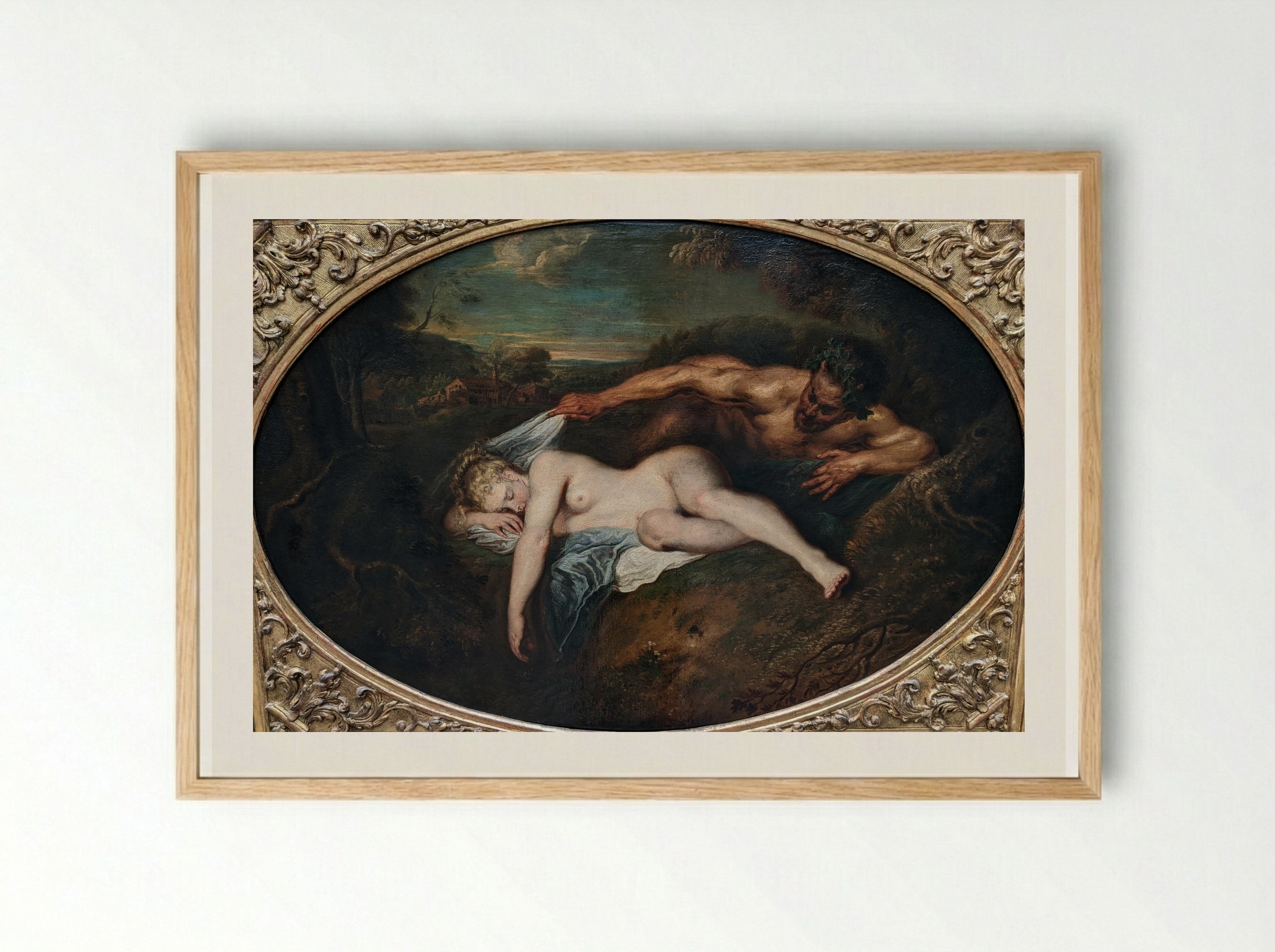 Jupiter and Antiope - Antoine Watteau - Framed Print Wood