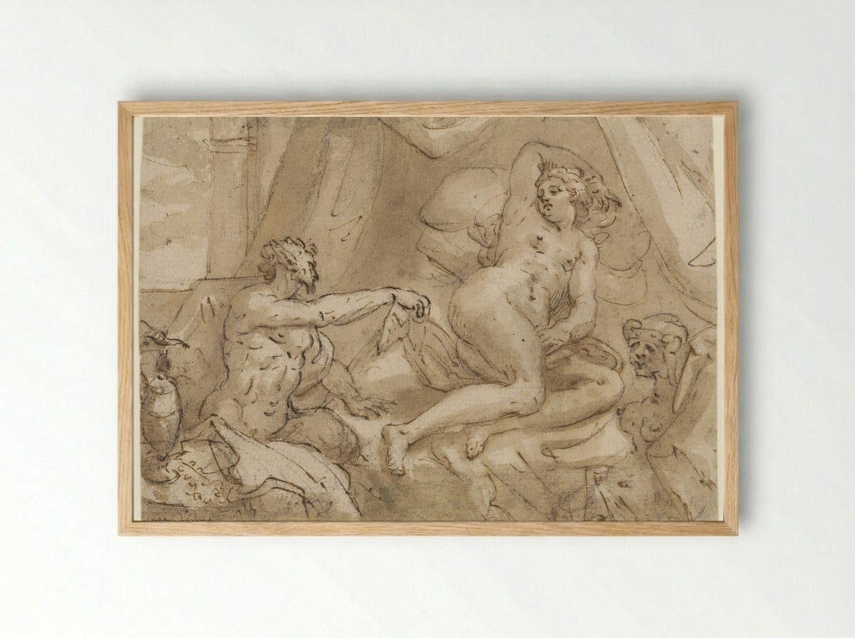 Jupiter and Antiope - Pieter Isaacsz. - Framed Print Wood