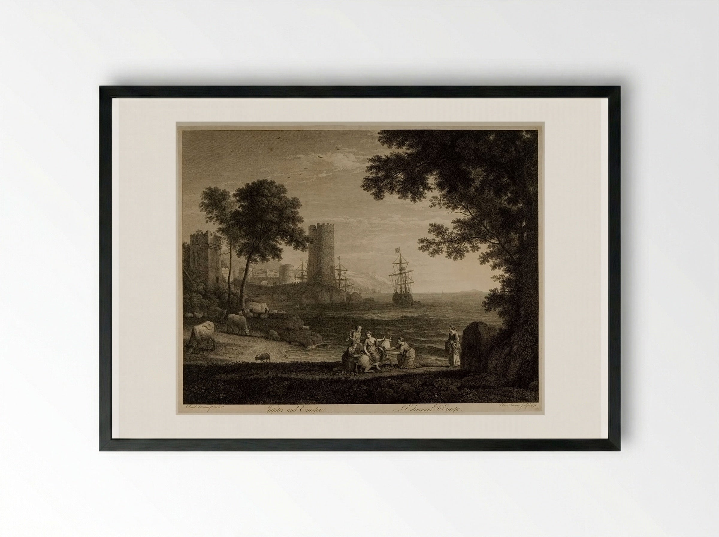 Jupiter and Europa - François Vivares - Framed Print Black