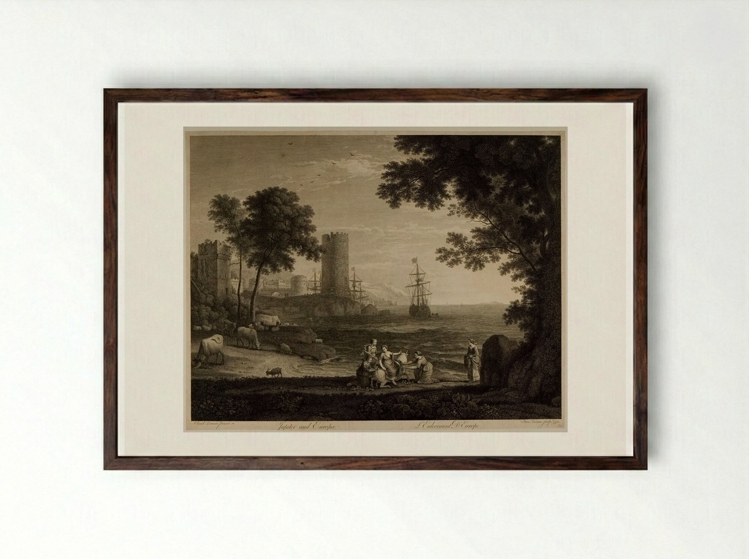 Jupiter and Europa - François Vivares - Framed Print Dark Wood