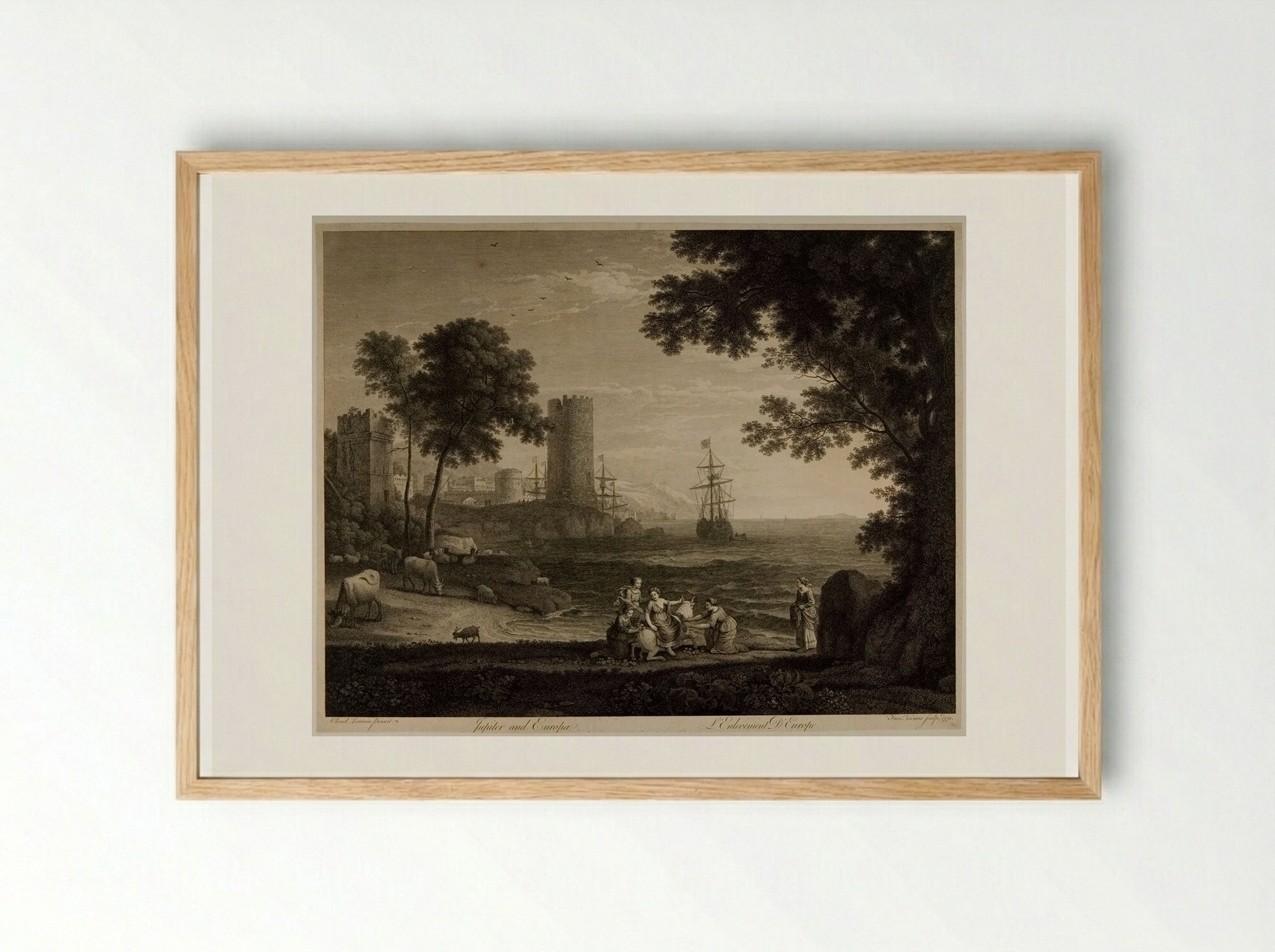 Jupiter and Europa - François Vivares - Framed Print Wood
