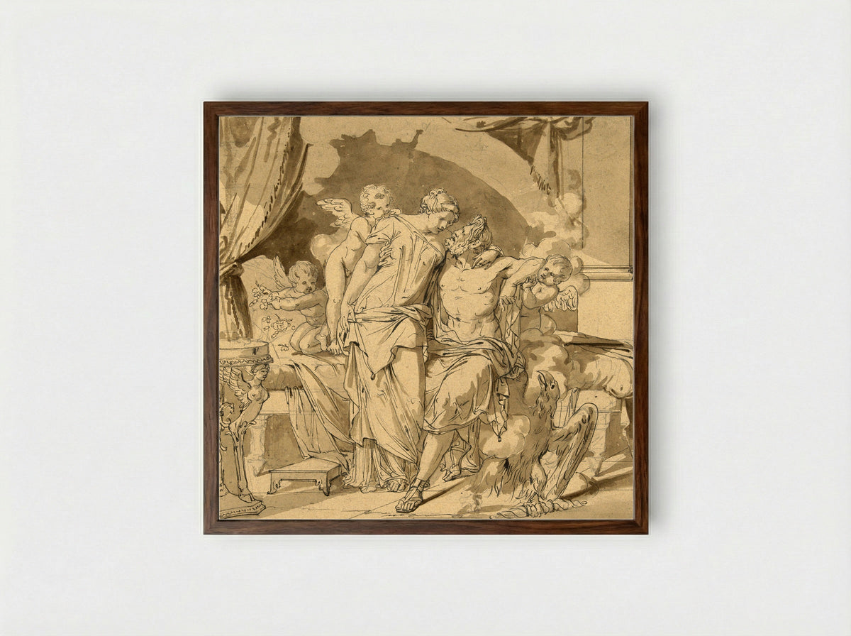 Jupiter and Juno Embracing - Jean-François Bosio - Framed Print Dark Wood