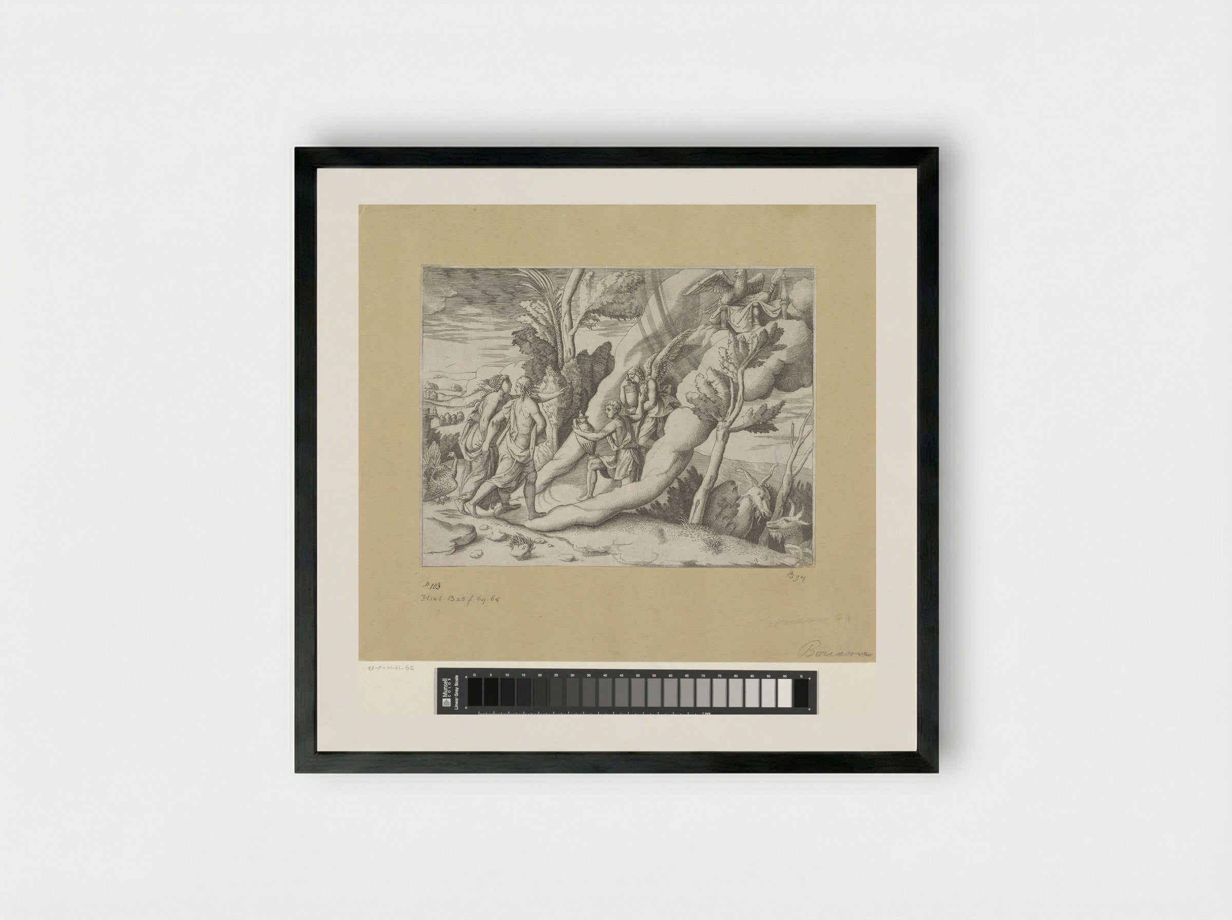Jupiter and Juno Received in Heaven by Ganymede and Hebe - Giulio Bonasone - Framed Print Black