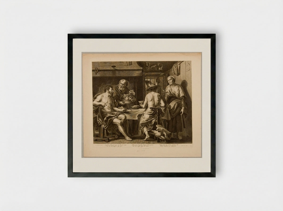 Jupiter and Mercury with Philemon and Baucis - Nicolas Lauwers - Framed Print Black