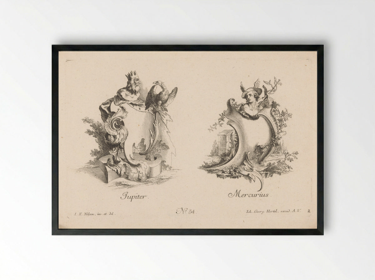 Jupiter and Mercury - Jakob Wangner - Framed Print Black