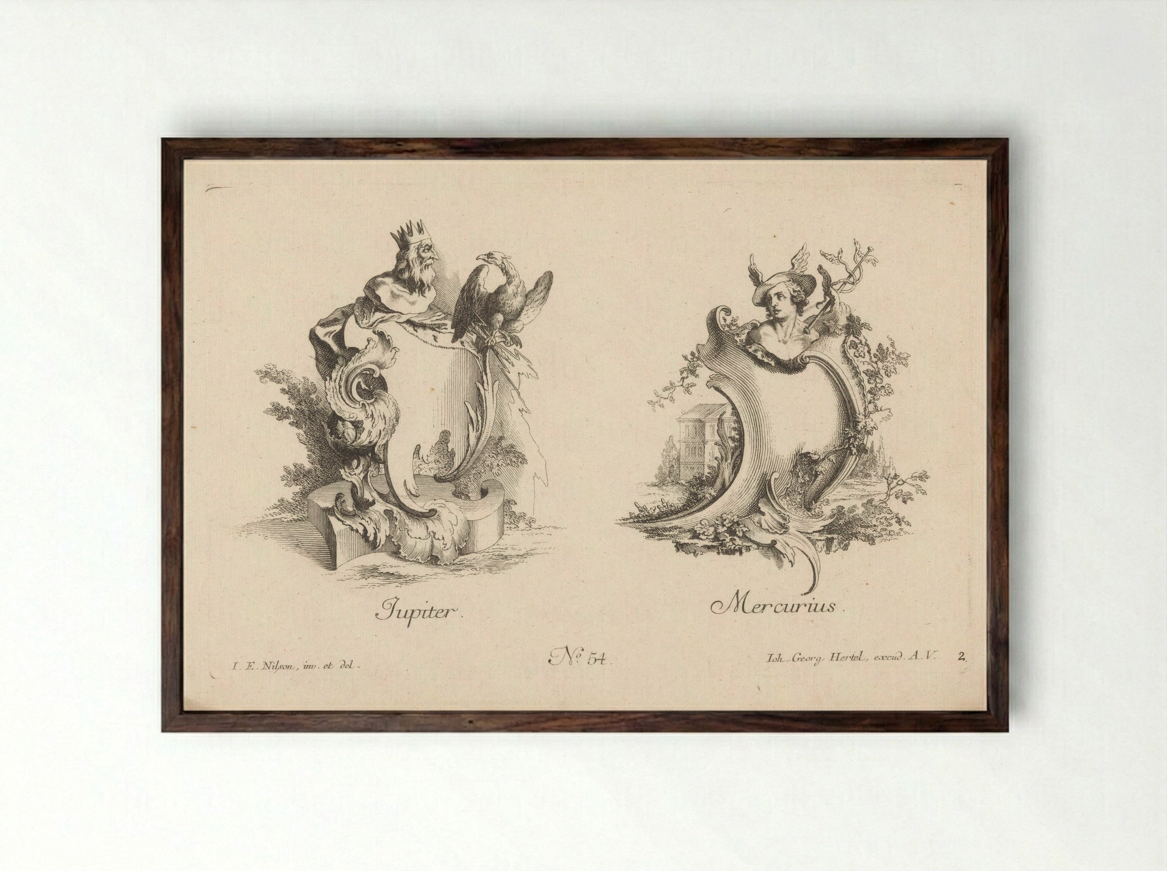 Jupiter and Mercury - Jakob Wangner - Framed Print Dark Wood