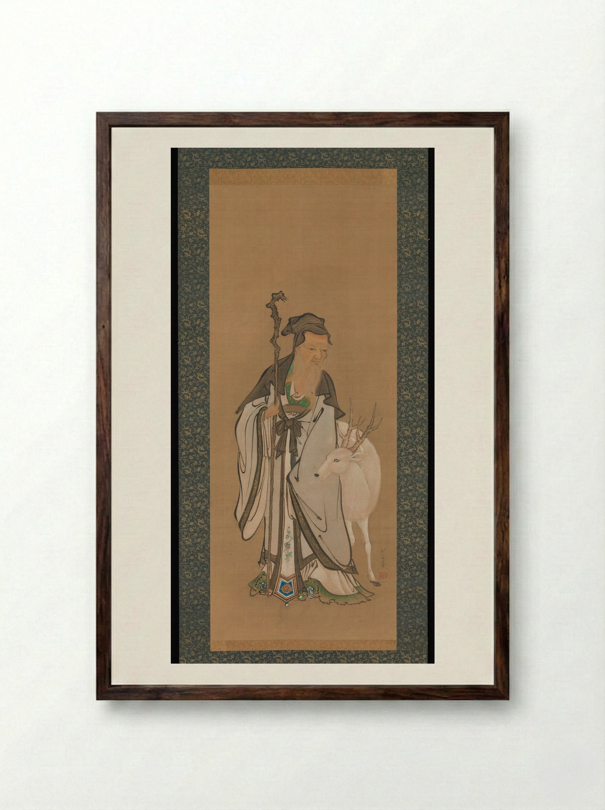 Jurōjin - Kano Tanshin (Moromichi) - Framed Print Dark Wood