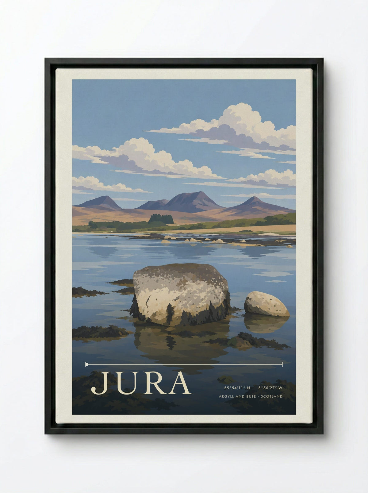 Jura, Argyll and Bute | Travel Poster - Framed Canvas Black