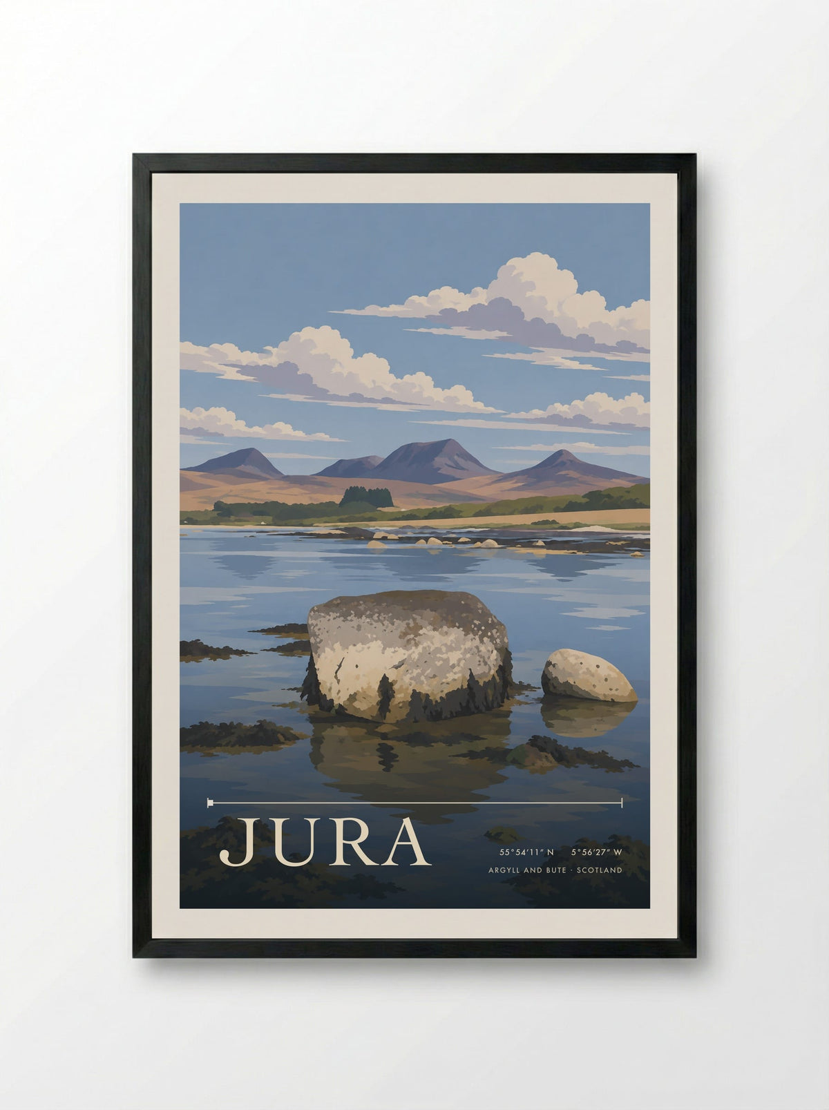 Jura, Argyll and Bute | Travel Poster - Framed Print Black