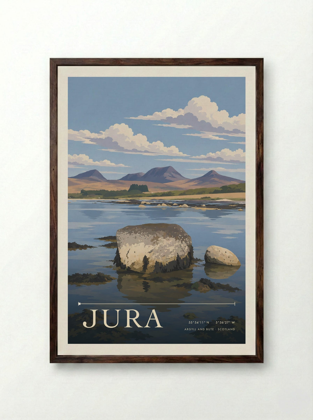 Jura, Argyll and Bute | Travel Poster - Framed Print Dark Wood