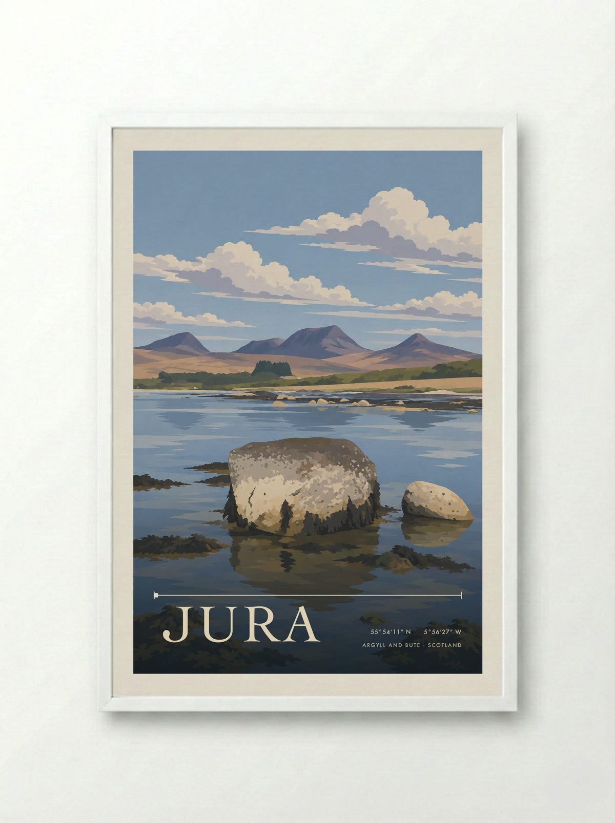 Jura, Argyll and Bute | Travel Poster - Framed Print White