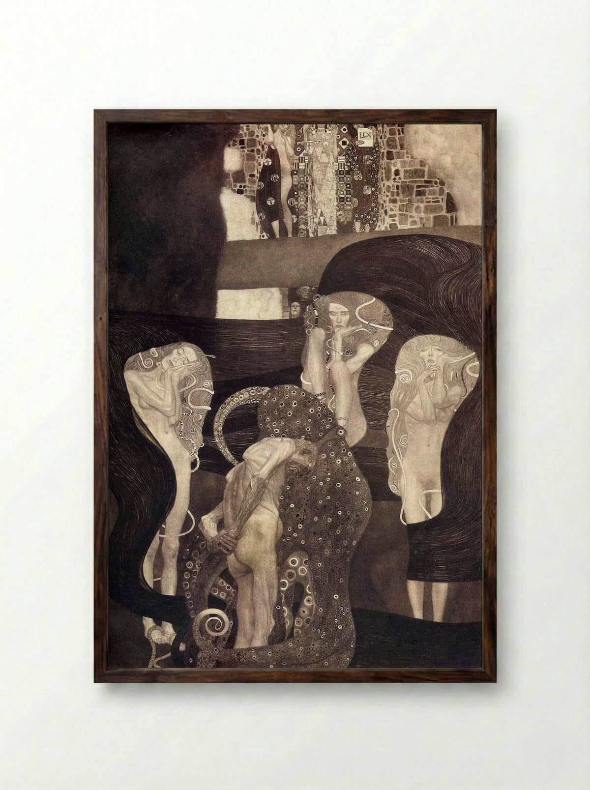 Jurisprudence - Gustav Klimt - Framed Print Dark Wood