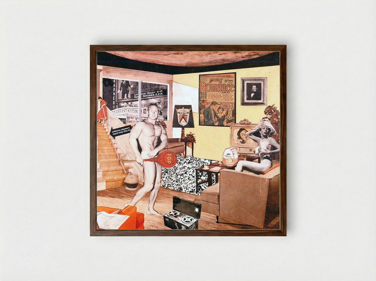 Just what is it that makes today's homes so different, so appealing? - Richard Hamilton - Framed Print Dark Wood