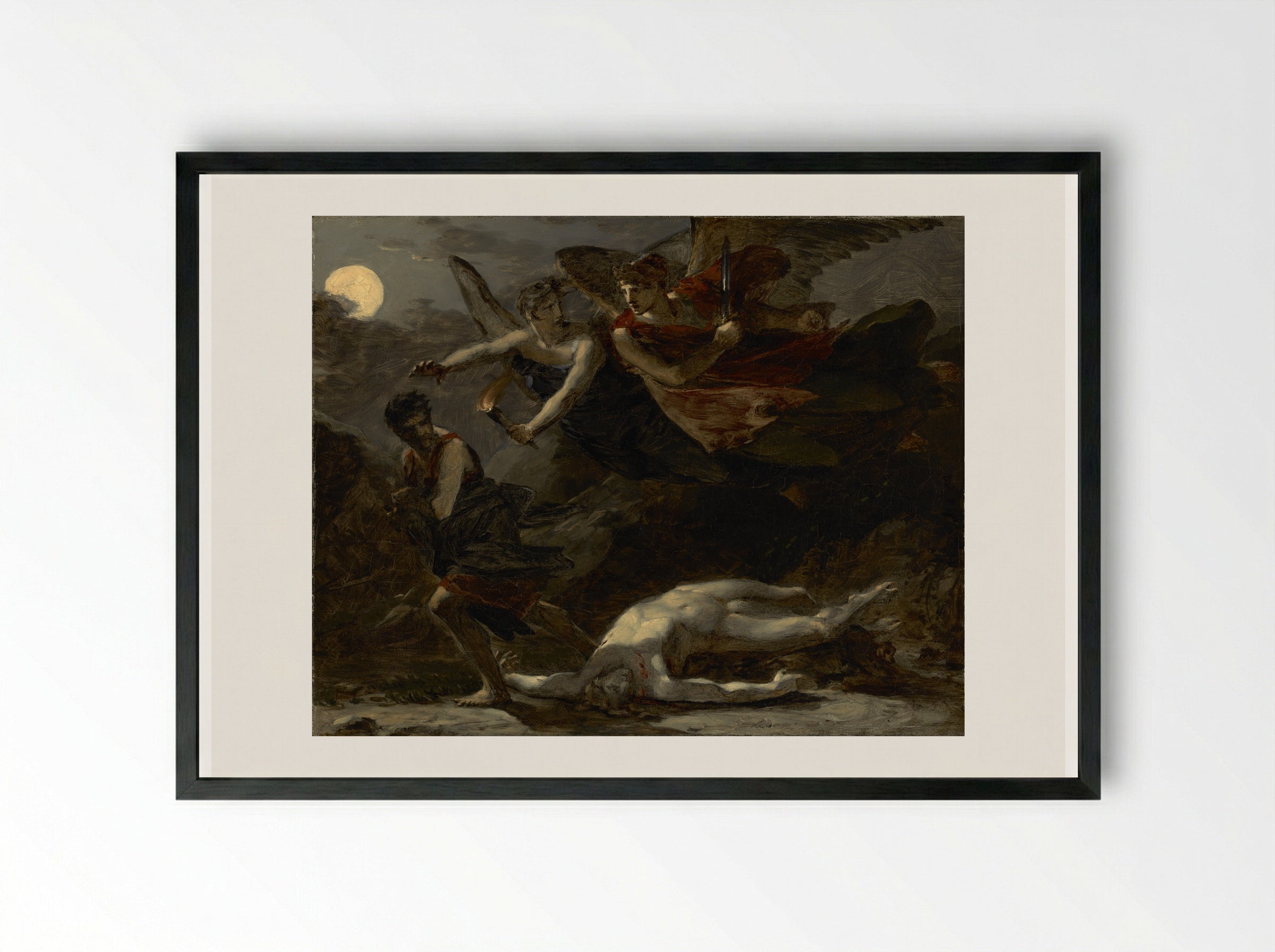 Justice and Divine Vengeance pursuing Crime - Pierre-Paul Prud'hon - Framed Print Black
