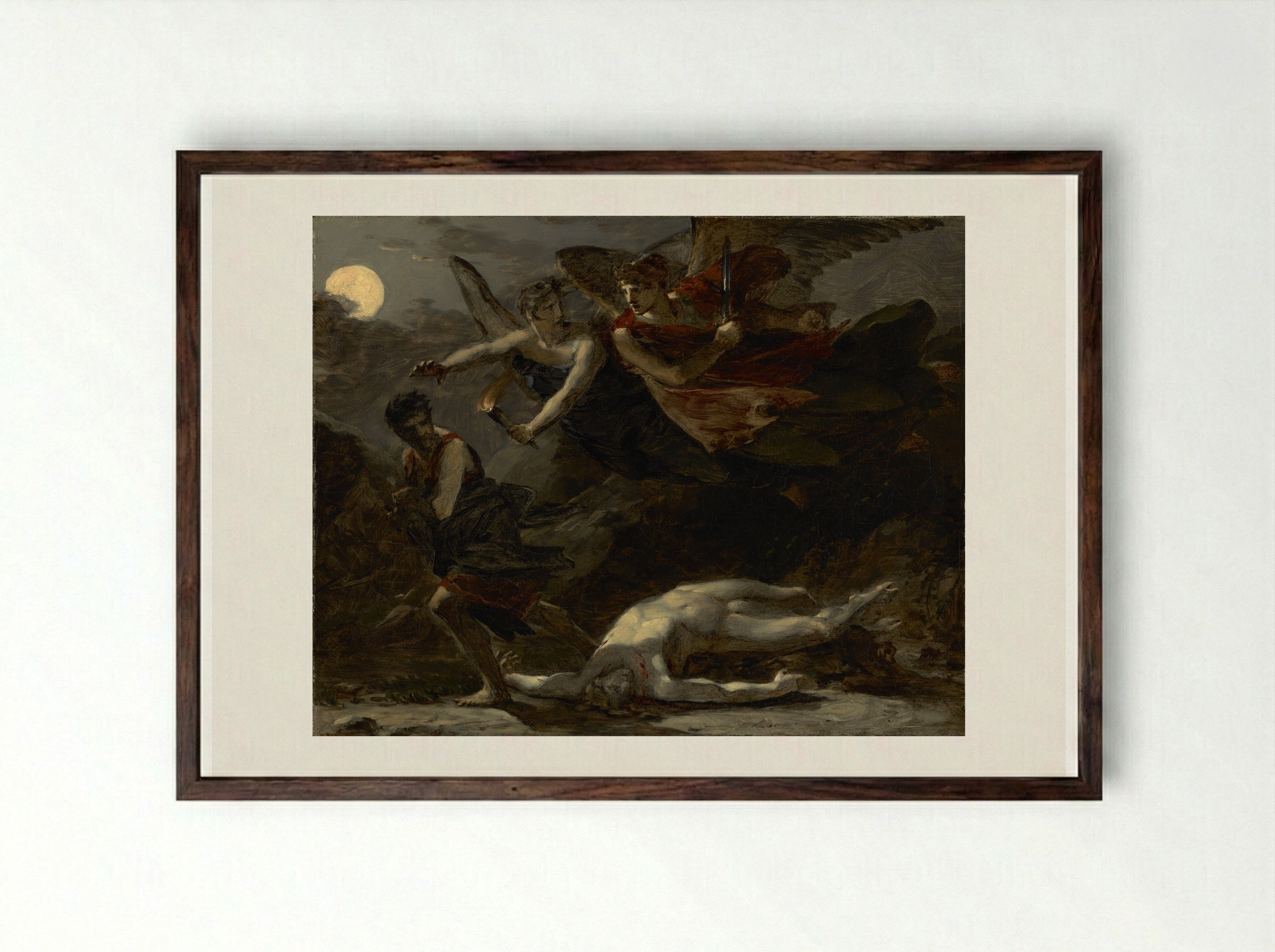 Justice and Divine Vengeance pursuing Crime - Pierre-Paul Prud'hon - Framed Print Dark Wood