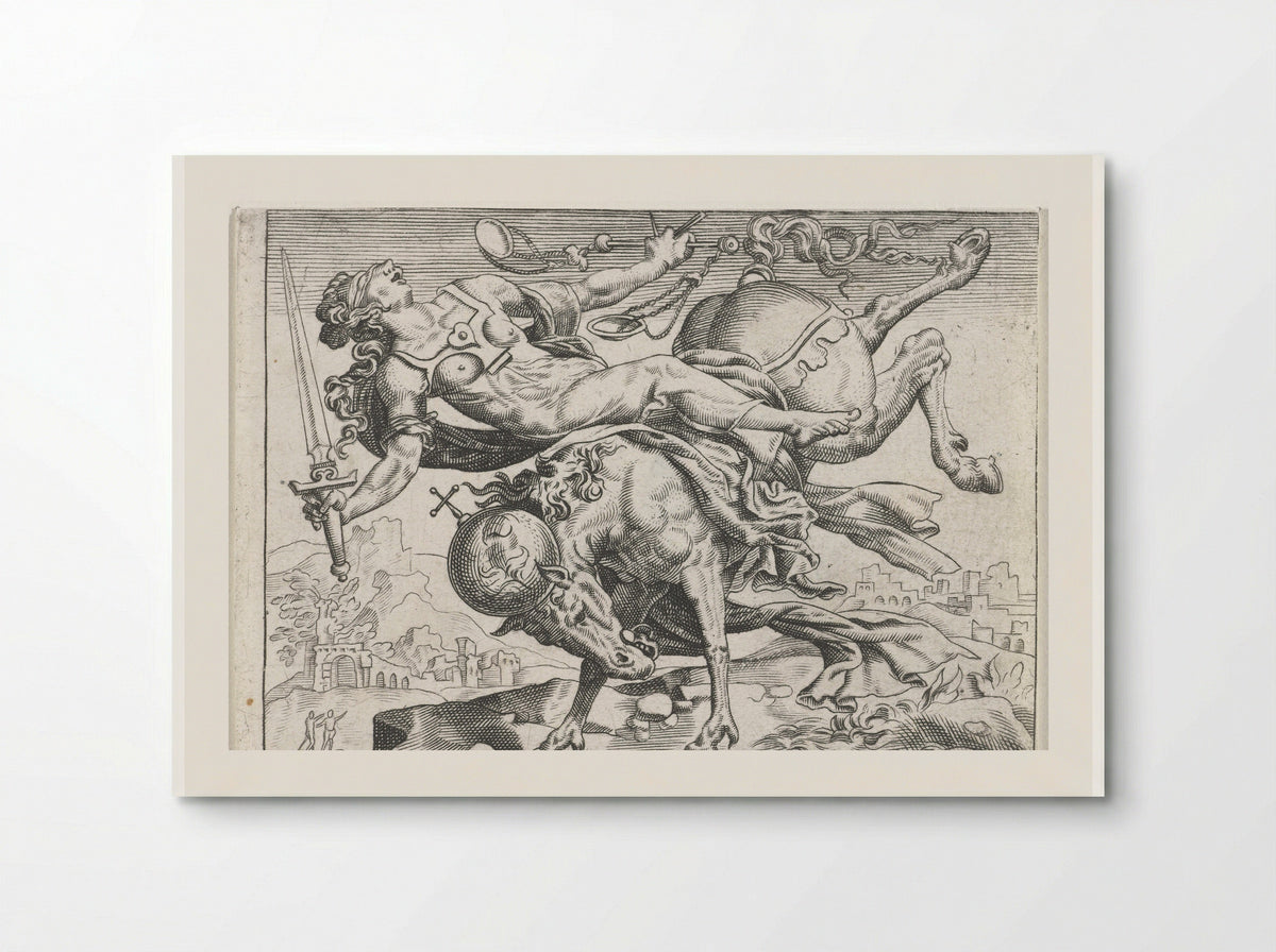 Justitia Falling from a Rearing Horse - Johann Theodor de Bry - Poster