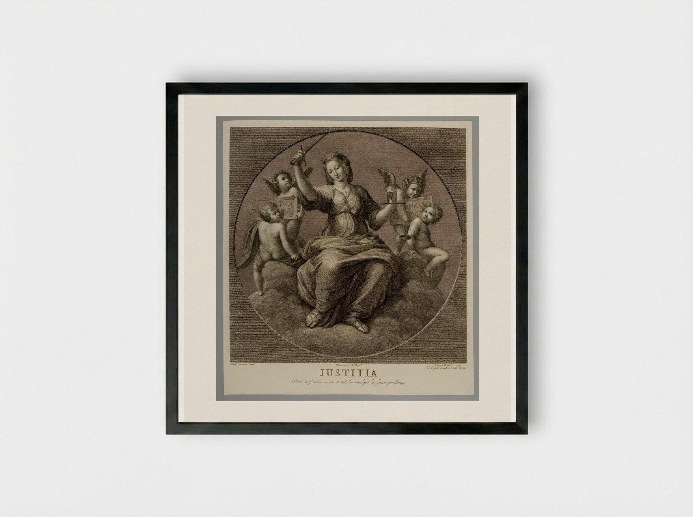 Justitia - Raphael Morghen - Framed Print Black