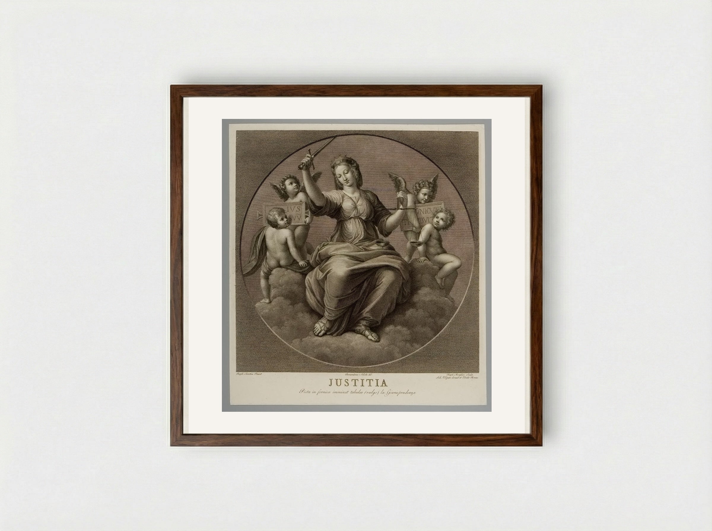 Justitia - Raphael Morghen - Framed Print Dark Wood