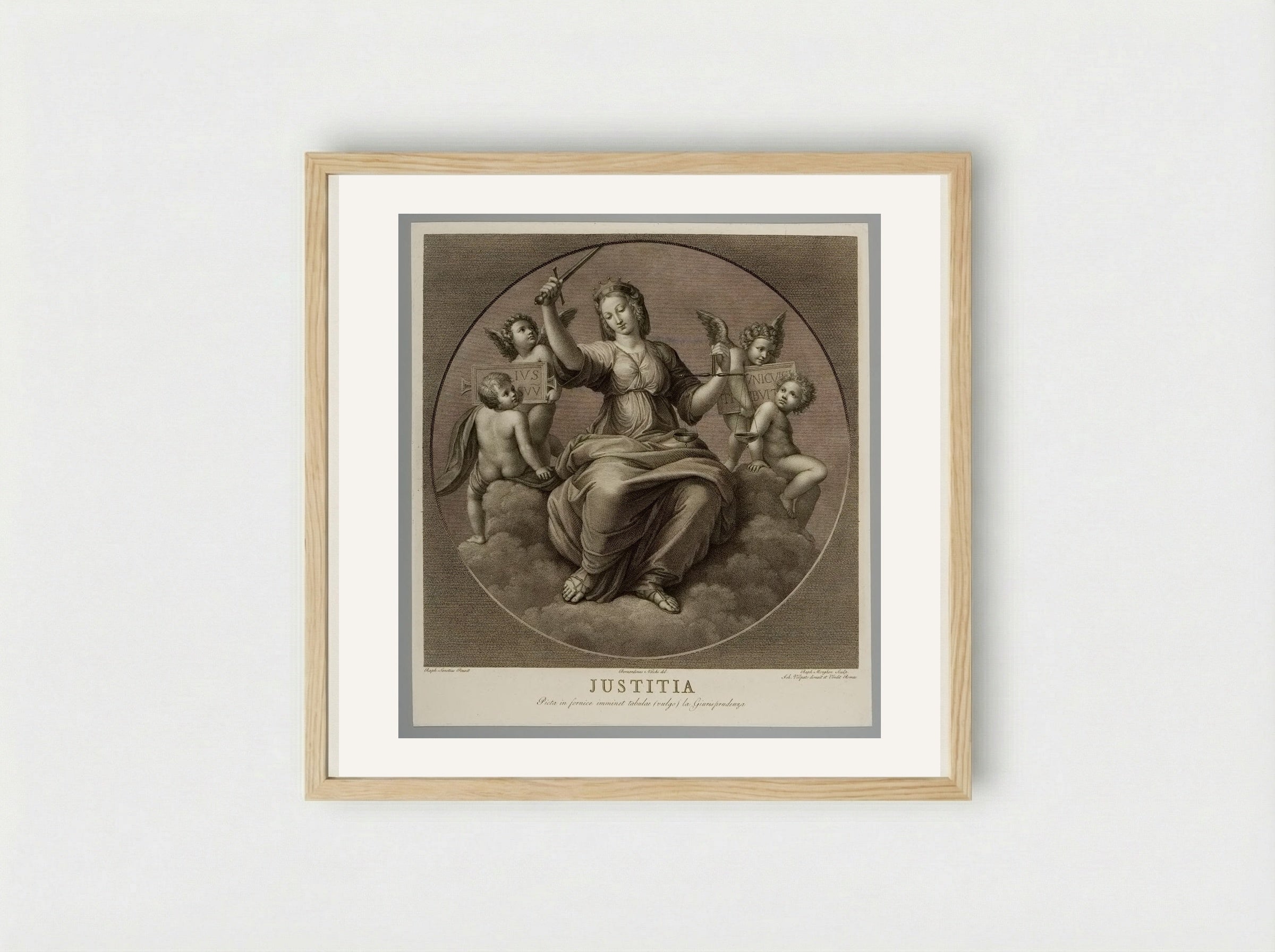 Justitia - Raphael Morghen - Framed Print Wood