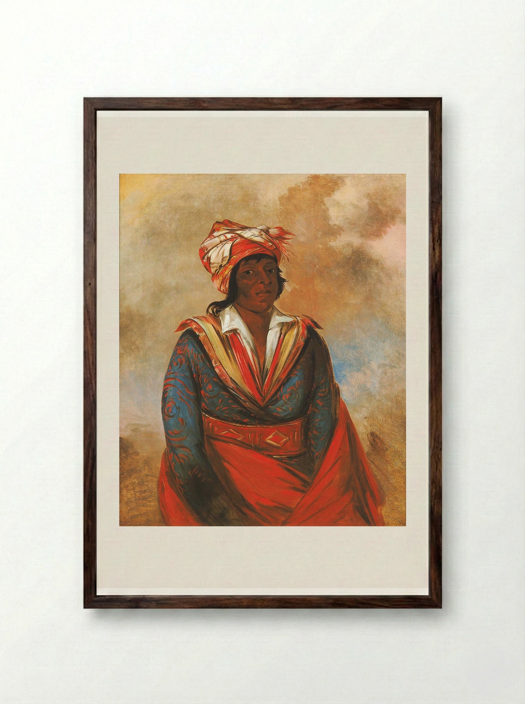 Kút-tee-o-túb-bee, How Did He Kill, a Noted Brave (Choctaw) - George Catlin - Framed Print Dark Wood