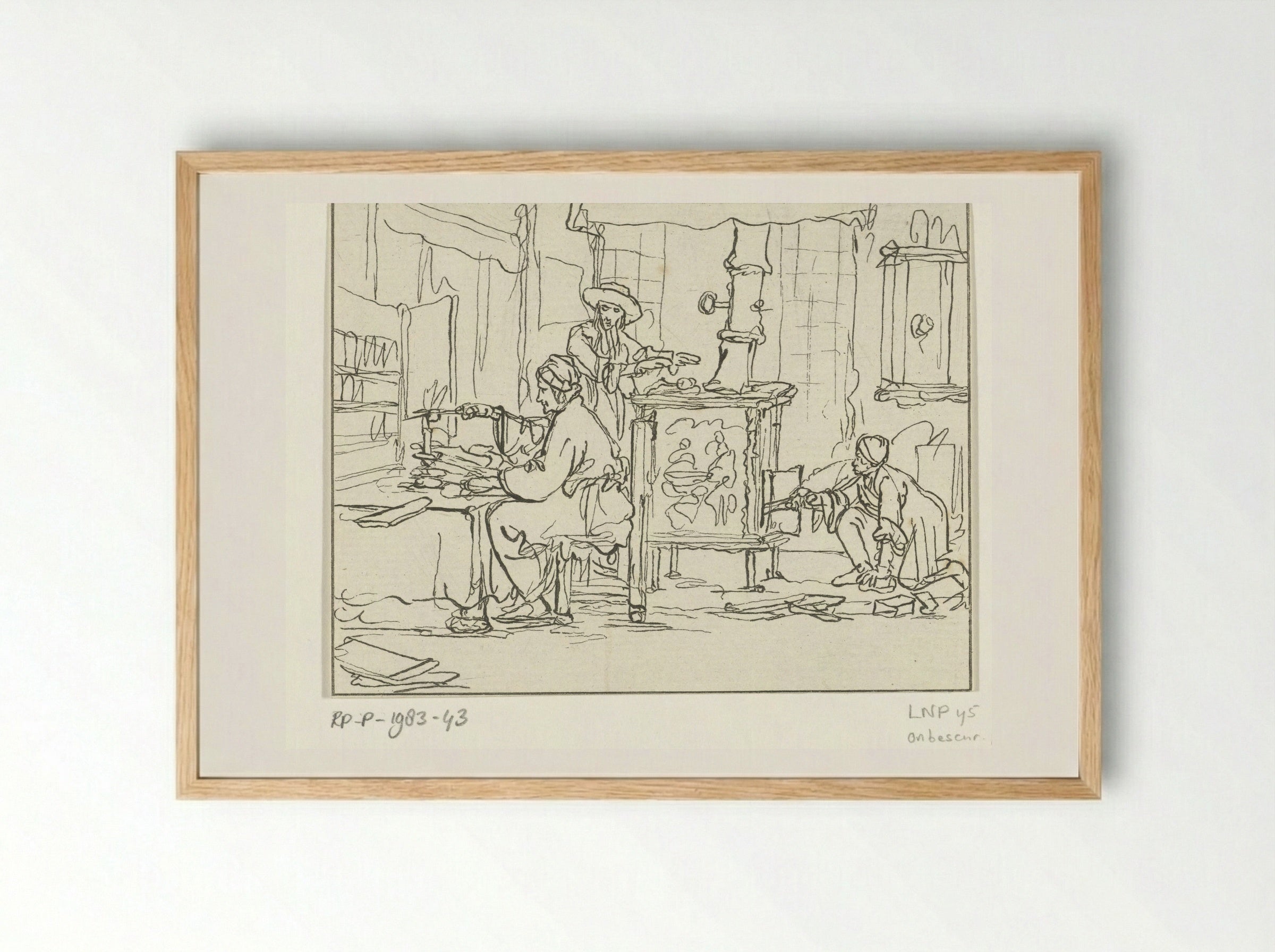 Kaarssnuitende man (Man Trimming a Candle) - Cornelis Brouwer - Framed Print Wood
