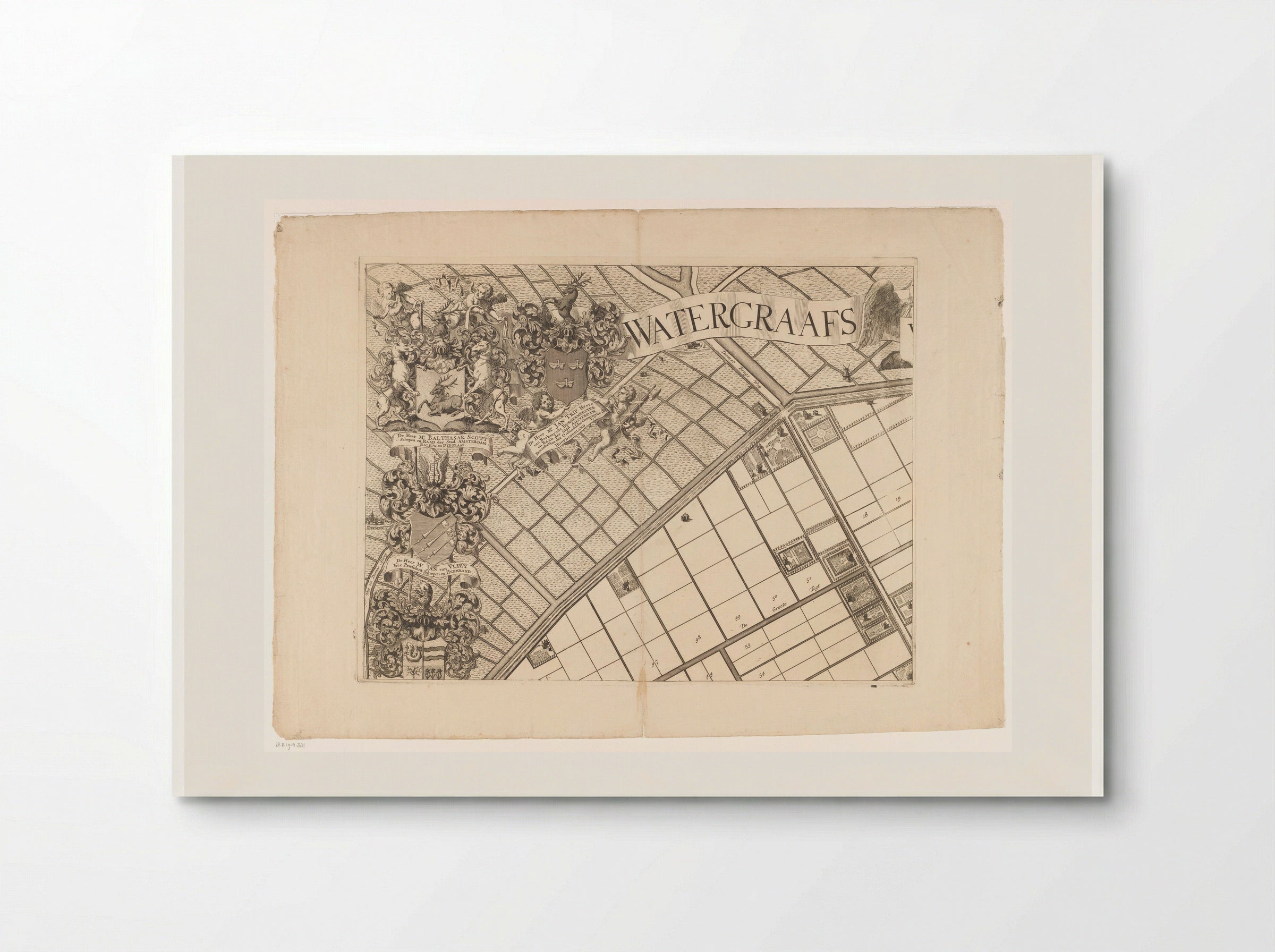 Kaart van de Watergraafsmeer (deel linksboven) - Pieter van den Berge - Poster