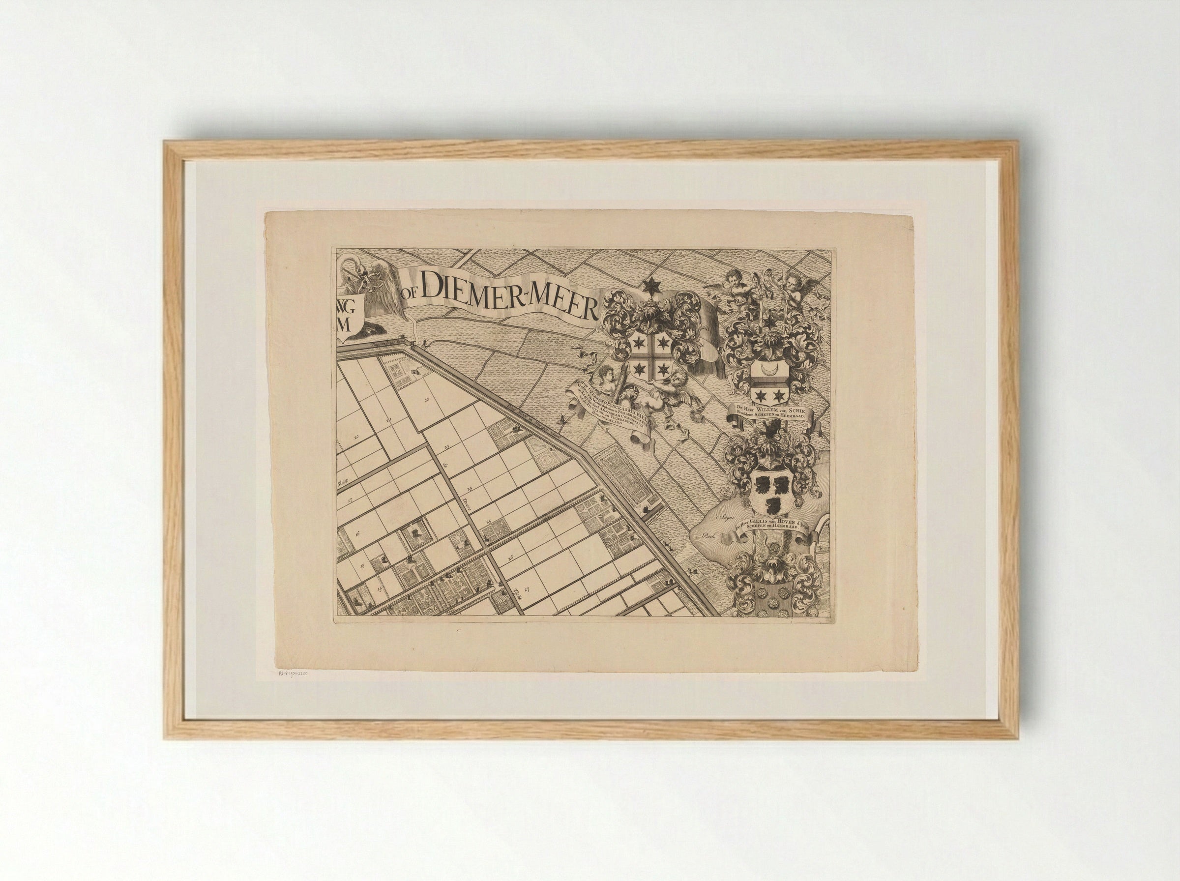 Kaart van de Watergraafsmeer (deel rechtsboven) - Pieter van den Berge - Framed Print Wood