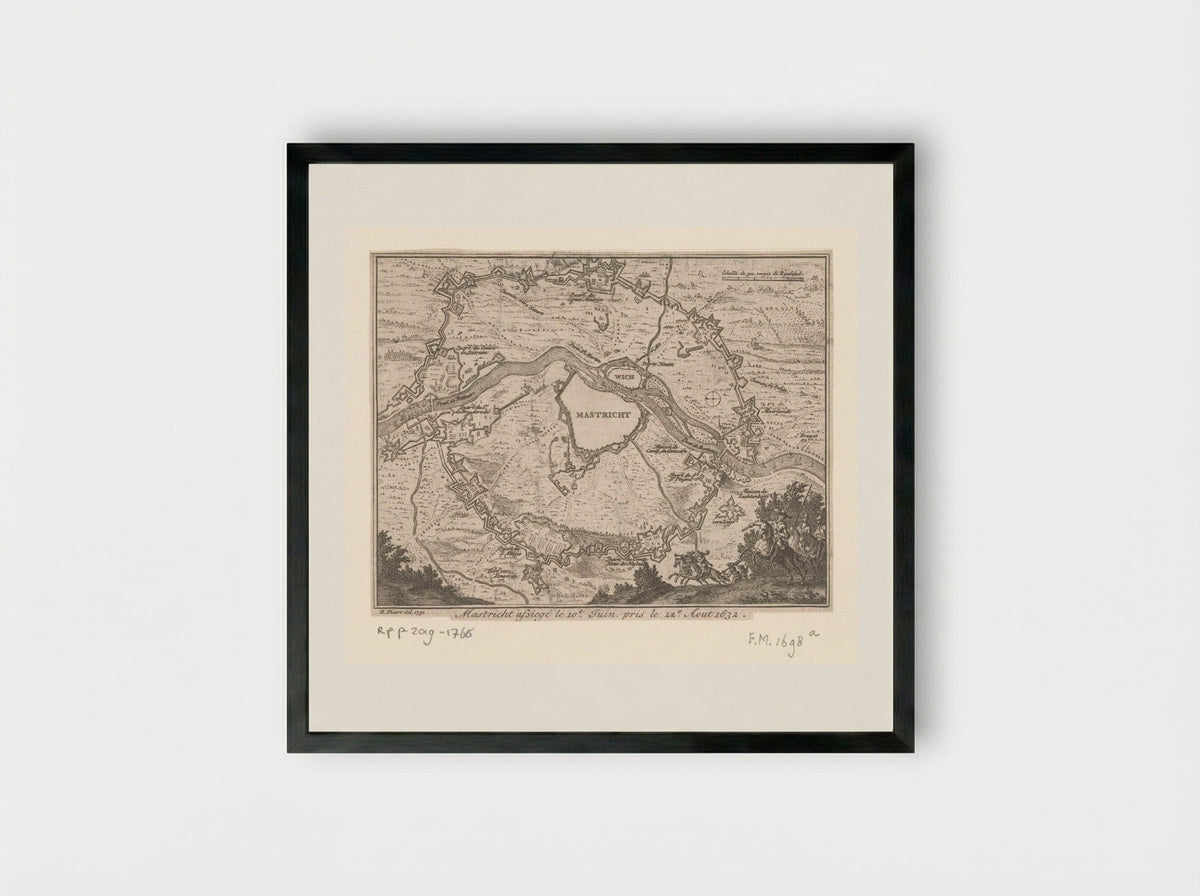 Kaart van de belegering van Maastricht, 1632 - Pierre Humbert - Framed Print Black