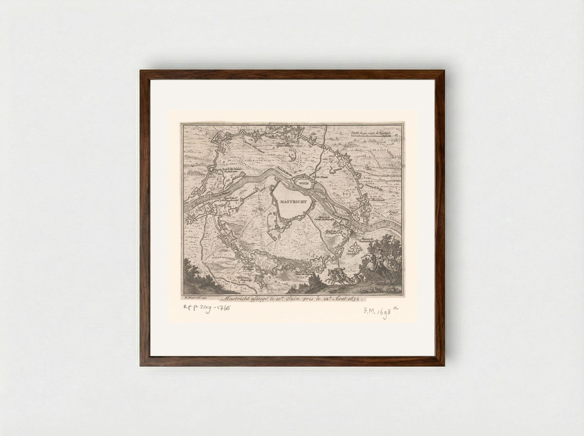 Kaart van de belegering van Maastricht, 1632 - Pierre Humbert - Framed Print Dark Wood