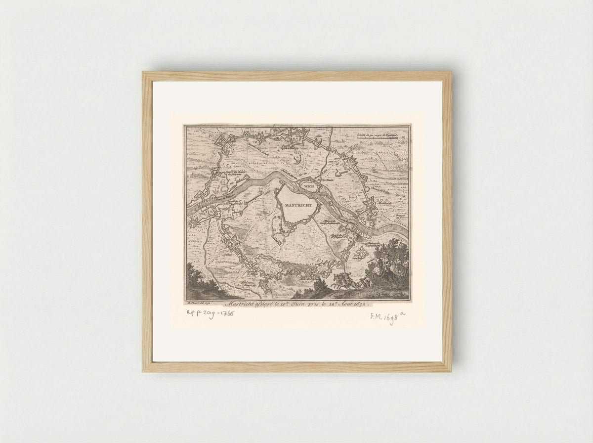 Kaart van de belegering van Maastricht, 1632 - Pierre Humbert - Framed Print Wood