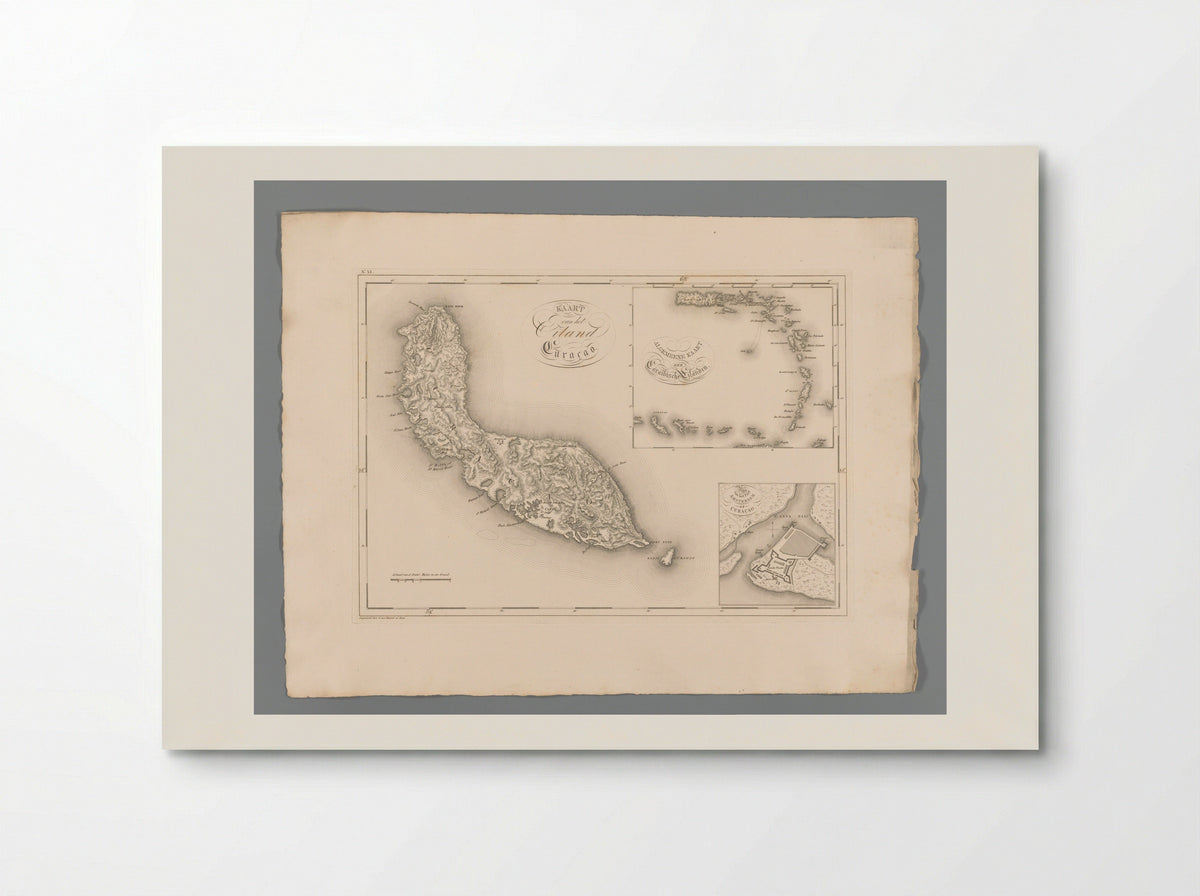Kaart van het Eiland Curaçao - Gebroeders van Cleef - Poster