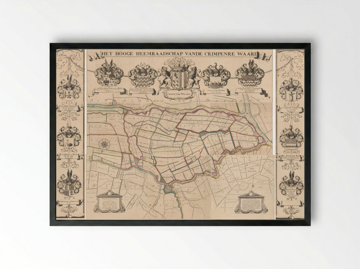 Kaart van het Hoogheemraadschap van de Krimpenerwaard - Johannes Leupenius - Framed Print Black