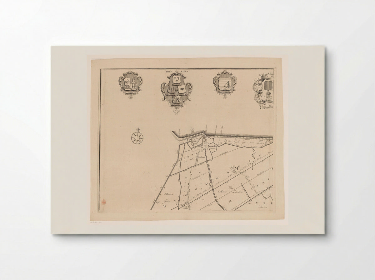 Kaart van het dijkgraafschap van de Vier Noorder Koggen (deel linksboven) - Hendrik de Leth - Poster