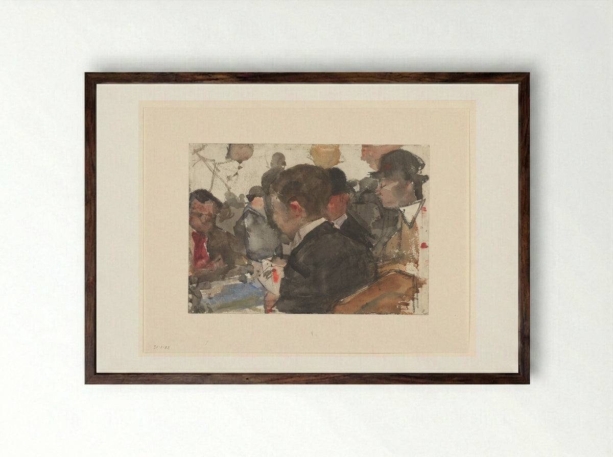 Kaartende mannen in een café - Isaac Israels - Framed Print Dark Wood