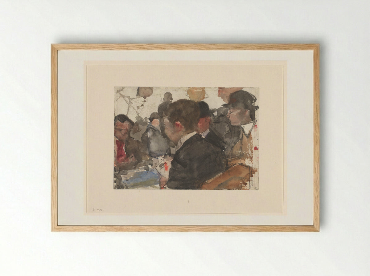 Kaartende mannen in een café - Isaac Israels - Framed Print Wood