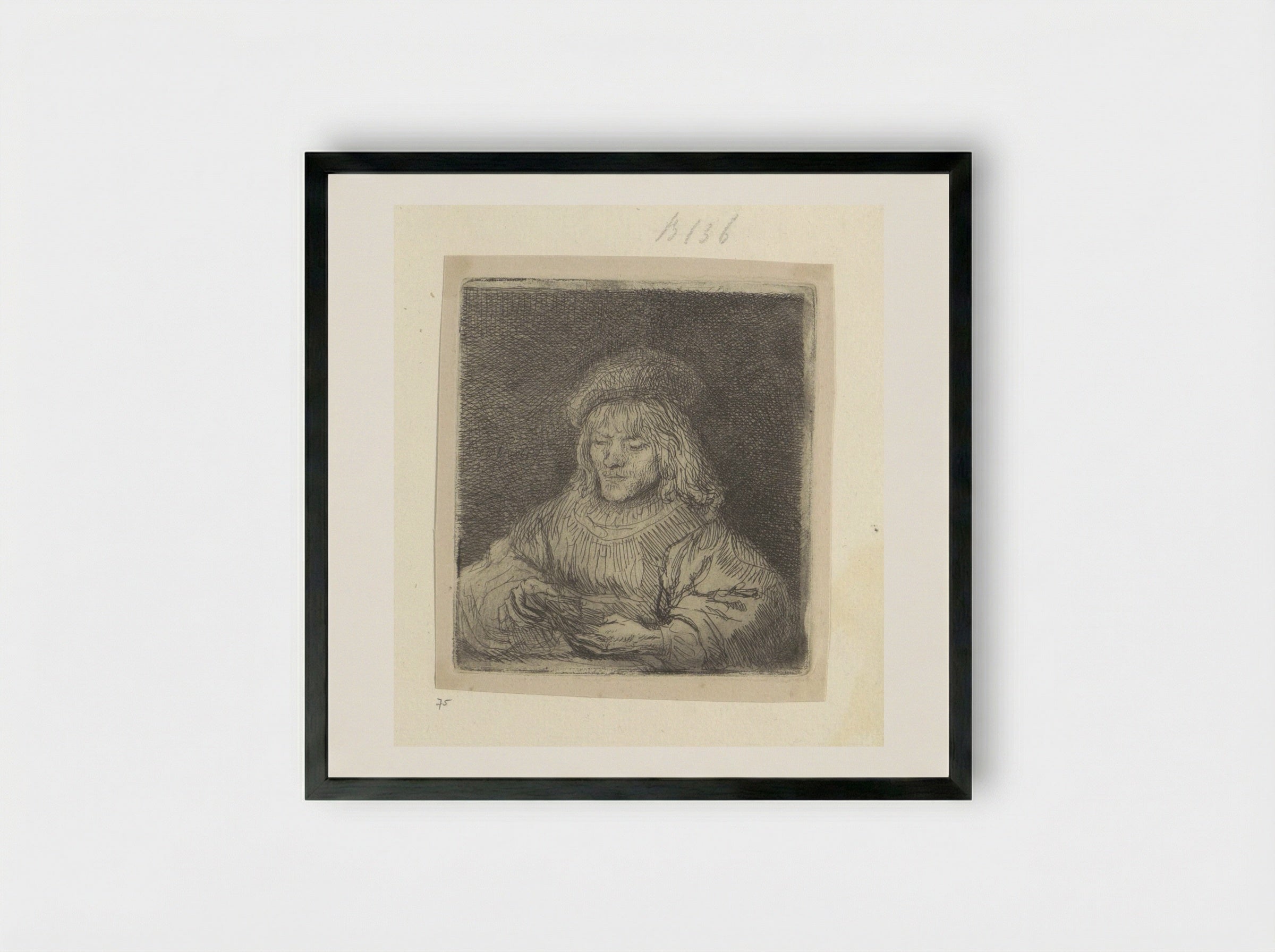 Kaartspeler - Henry Louis Basan - Framed Print Black