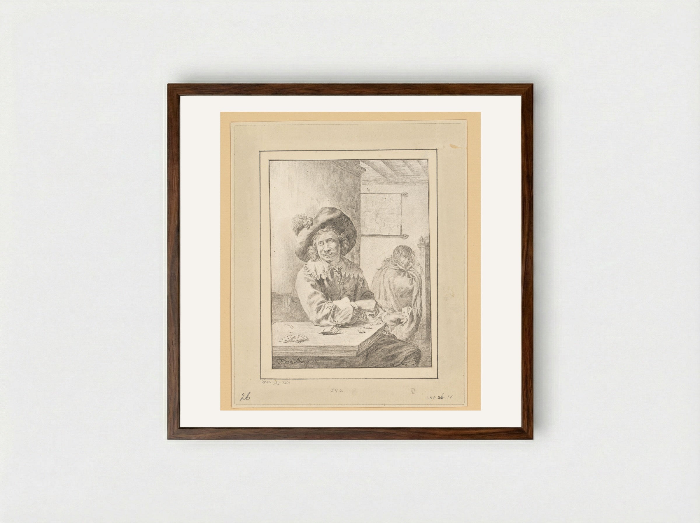 Kaartspelers - Cornelis Brouwer - Framed Print Dark Wood