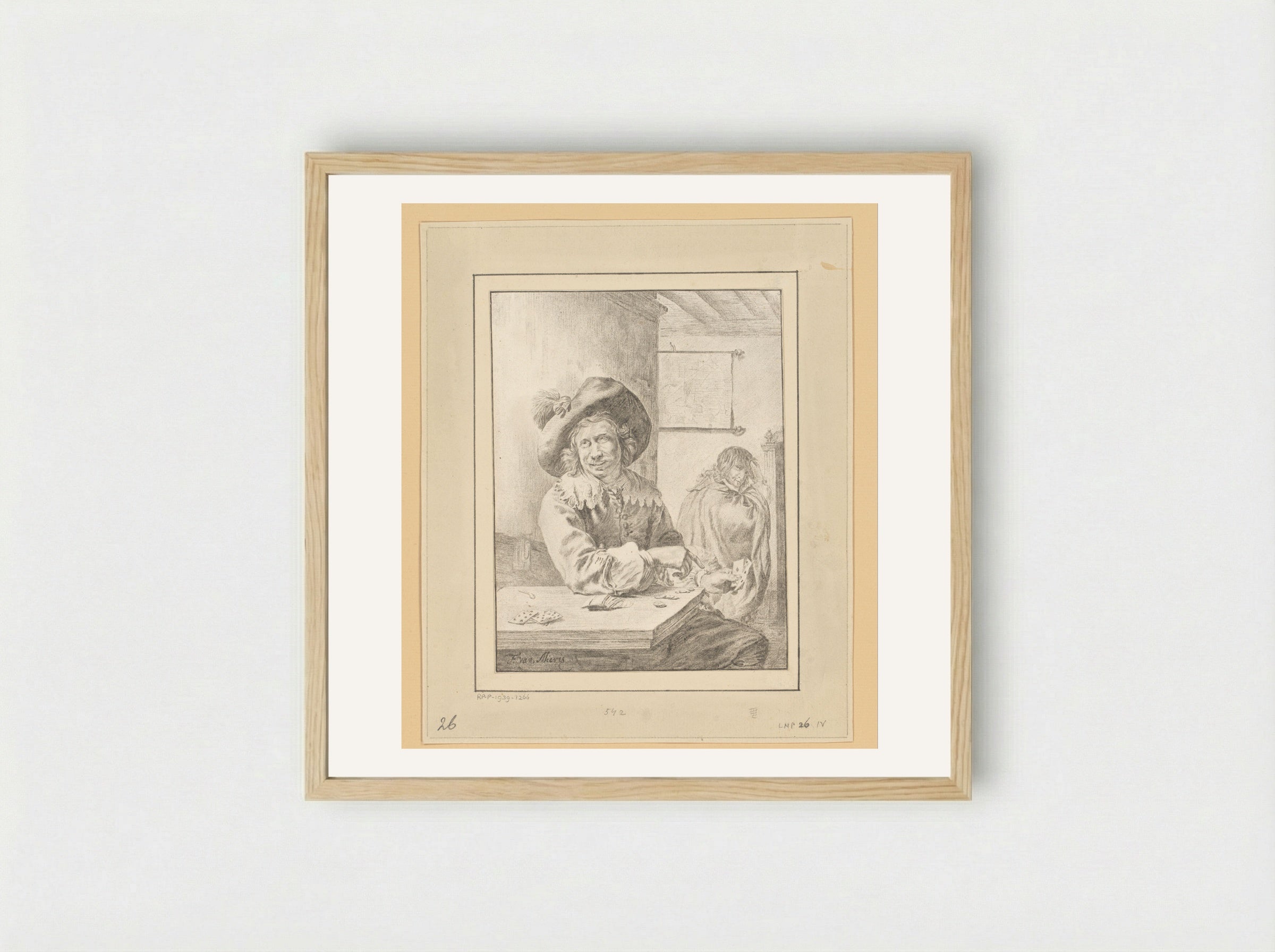 Kaartspelers - Cornelis Brouwer - Framed Print Wood