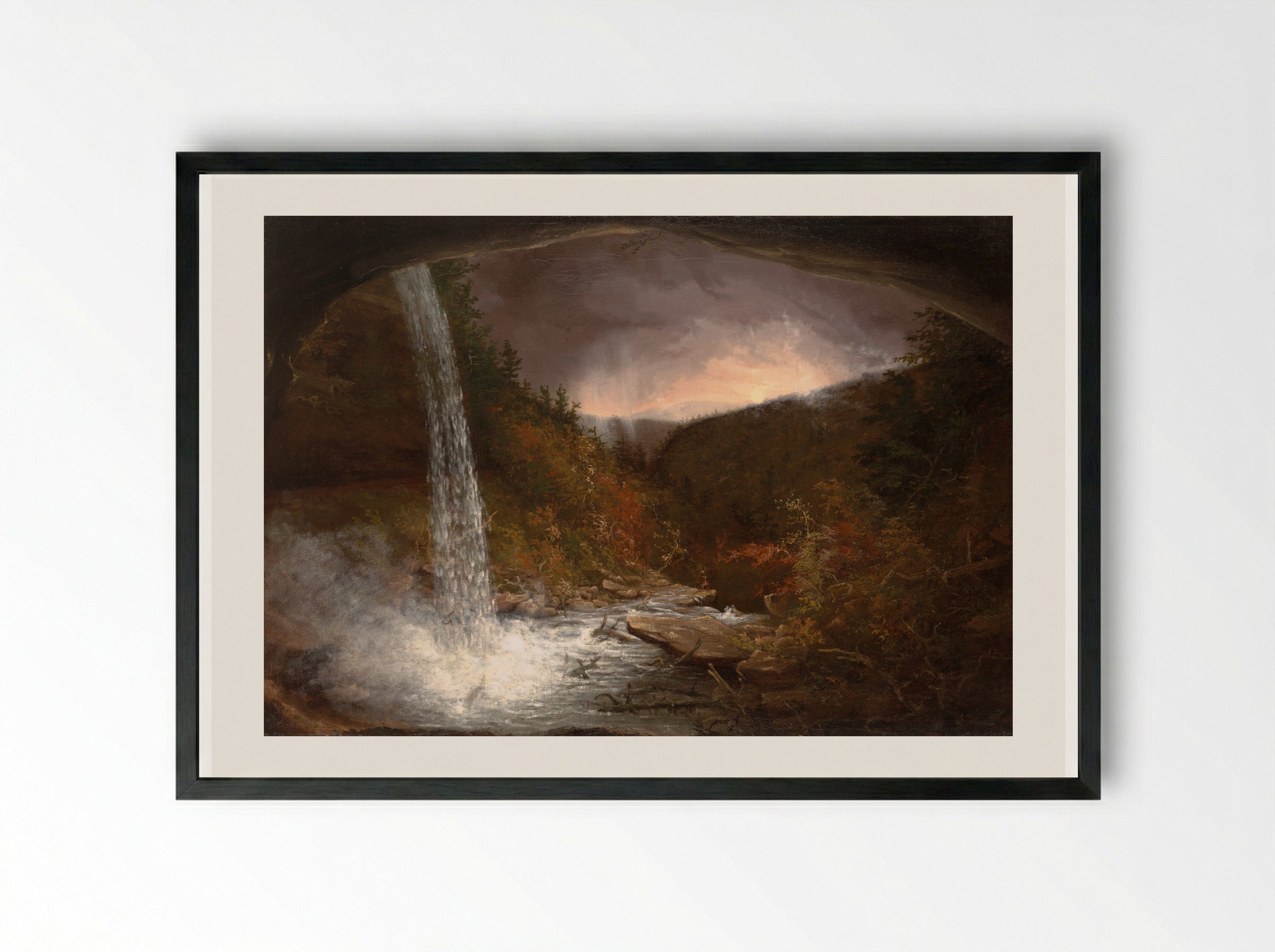 Kaaterskill Falls - Thomas Cole - Framed Print Black