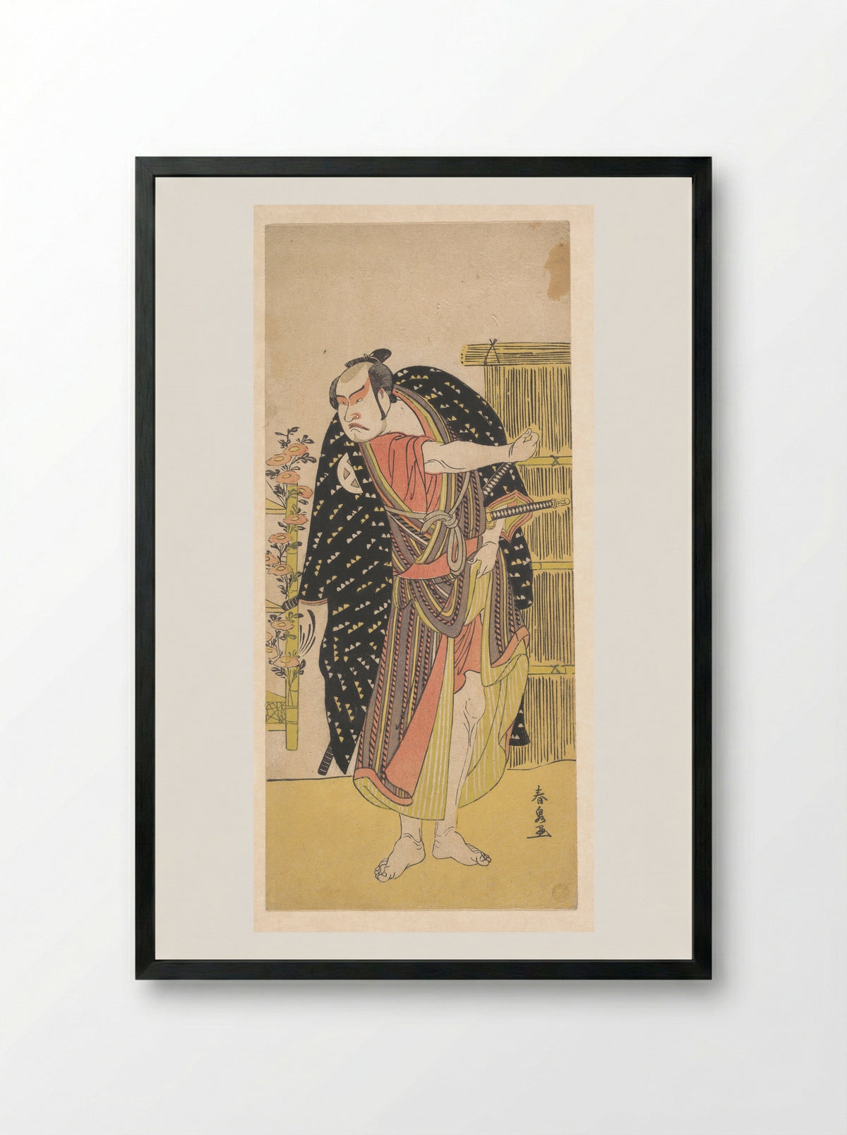 Kabuki Actor Ōtani Hiroji III - Katsukawa Shunsen - Framed Print Black